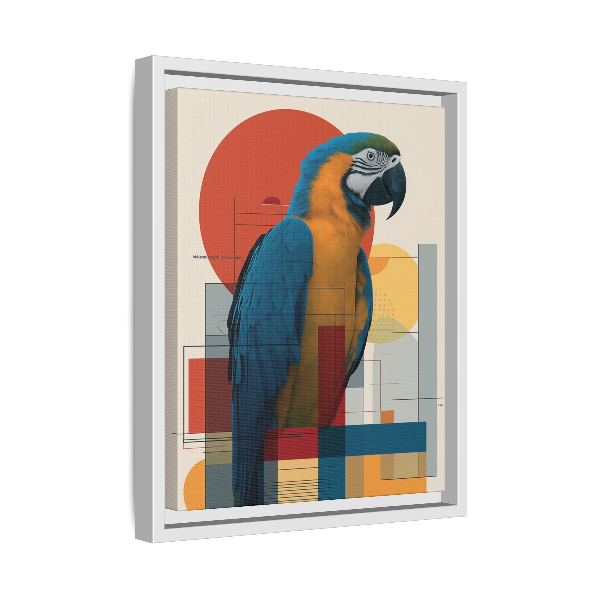 Macaw in Geometric Harmony: Modern Avian Portrait, Architectural Abstract Composition   |    Custom Orders Available