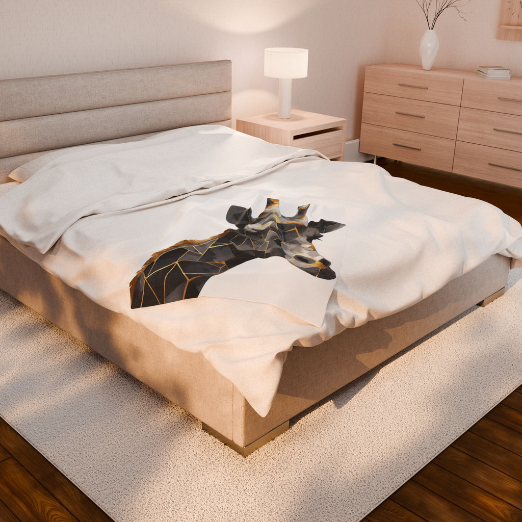 Geometric Giraffe Doona Cover: Modern Mosaic, Angular Metallic Design, Contemporary Animal Art   |  Personalized & Custom Orders Available