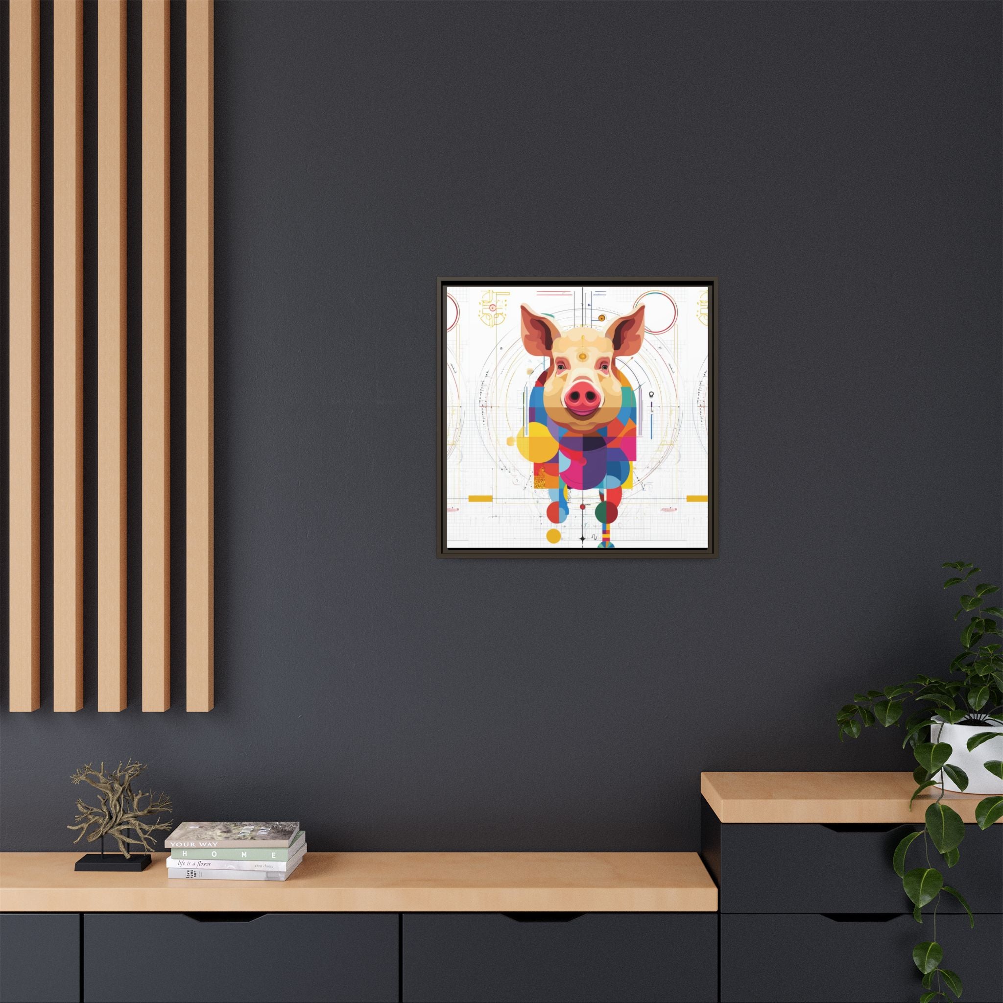 Geometric Pig: Digital Cubist Portrait, Mathematical Animal Abstraction   |    Custom Orders Available