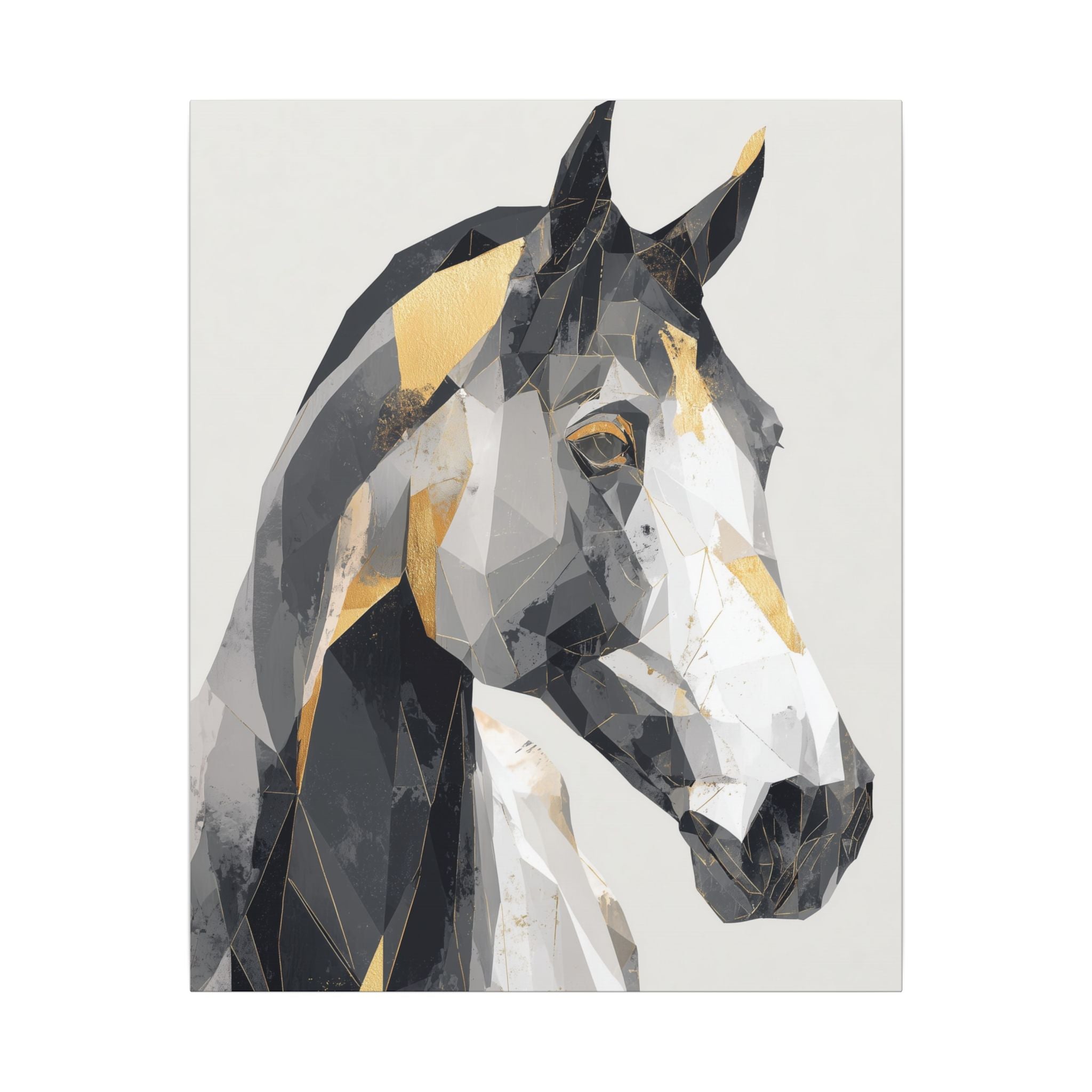 Geometric Equine Elegance: Polygonal Horse Portrait, Modern Digital Art, Metallic Cubist Interpretation   |  Personalized & Custom Orders