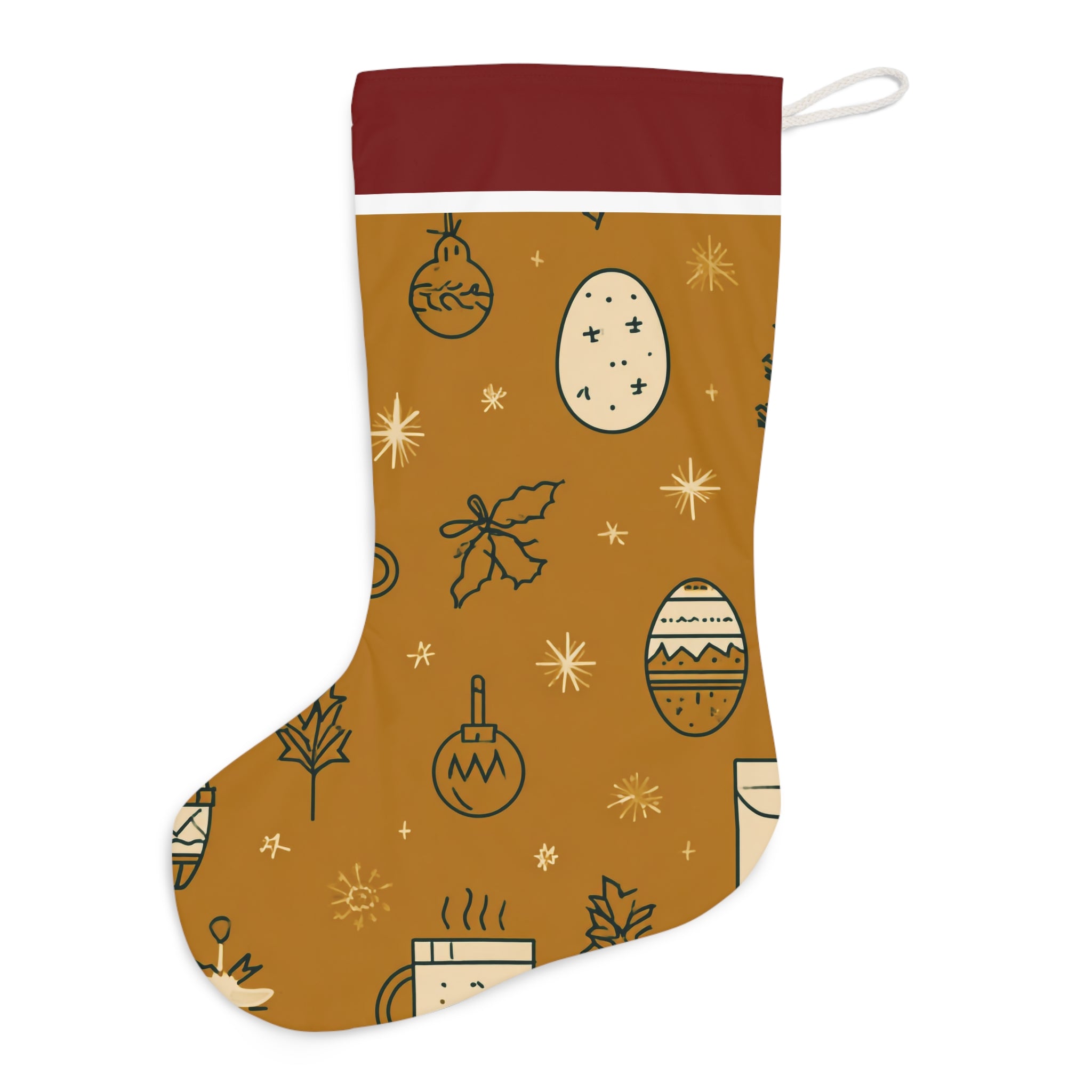Festive Christmas Eggnog Stocking, Holiday Decor, Santa Stocking, Perfect for Gift Giving, Cozy Winter Vibe, Cute Holiday Decoration