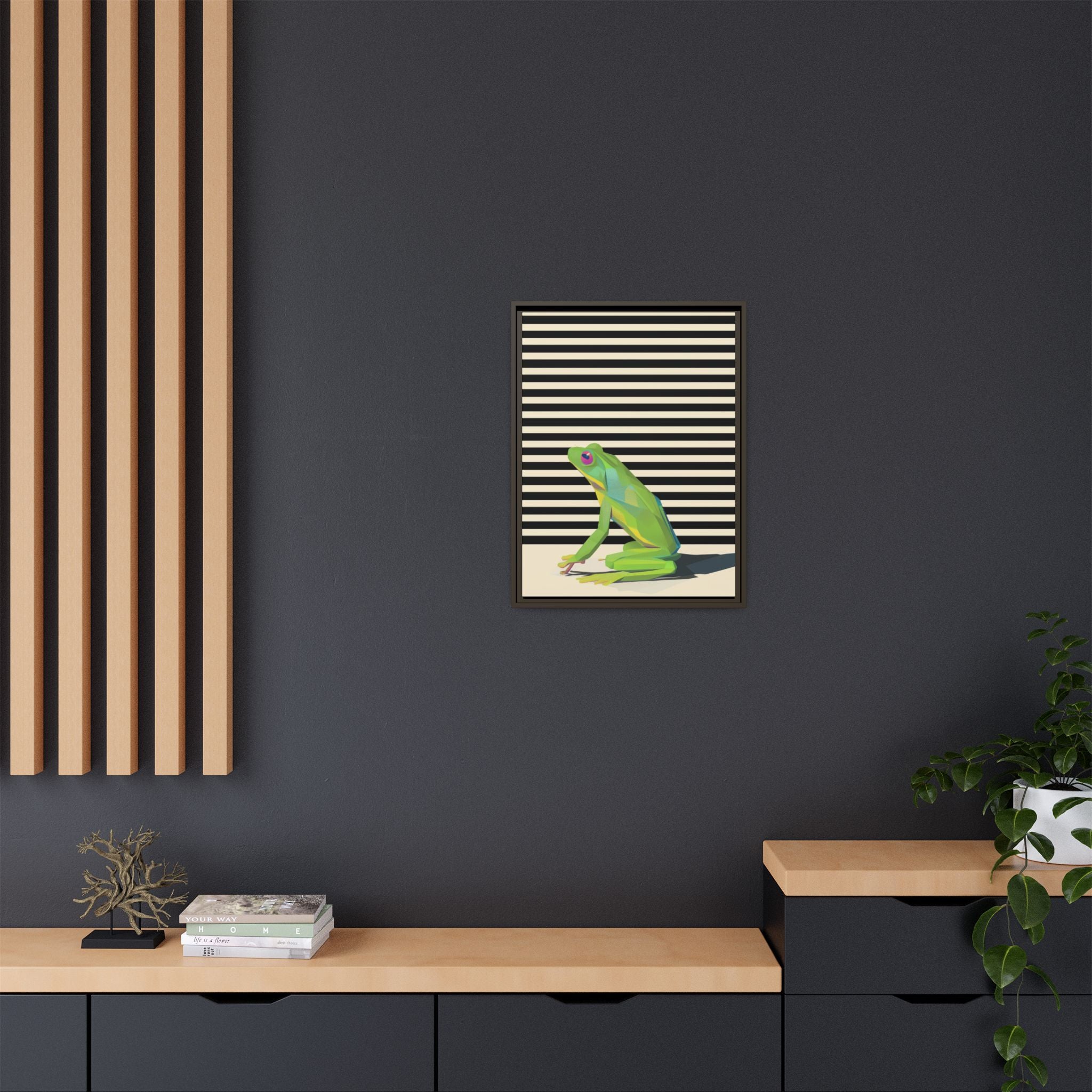 Stylized Frog Portrait Framed Print , Minimalist Pop Art Design   |  Personalized & Custom Orders Available