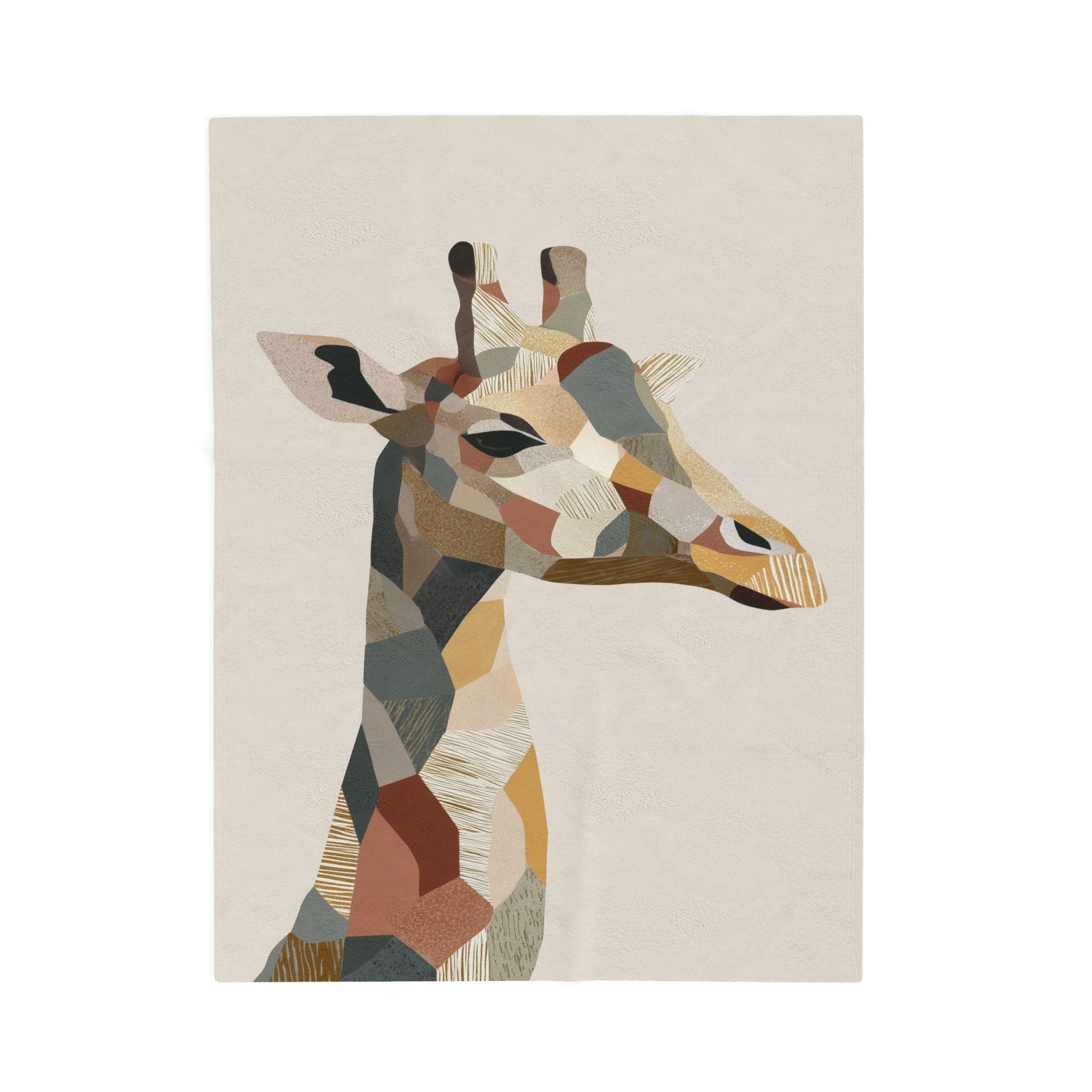 Velveteen Plush Blanket Geometric Abstract Pastel Earthen Toned Giraffe, Quilt Cover, Duvet, Doona, Home Decor, Bedroom Accessories, Gift