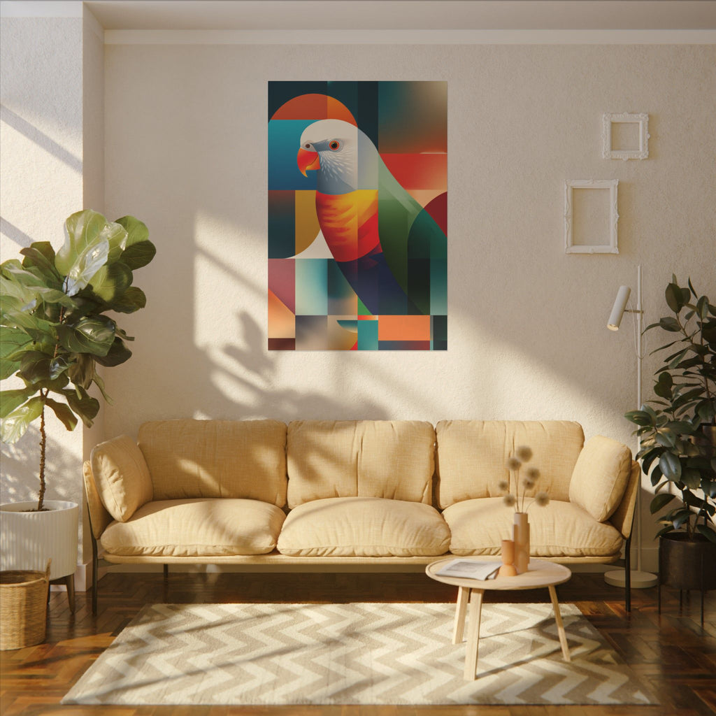 Prismatic Parrot: Cubist Geometry, Fragmented Nature   |    Custom Orders Available