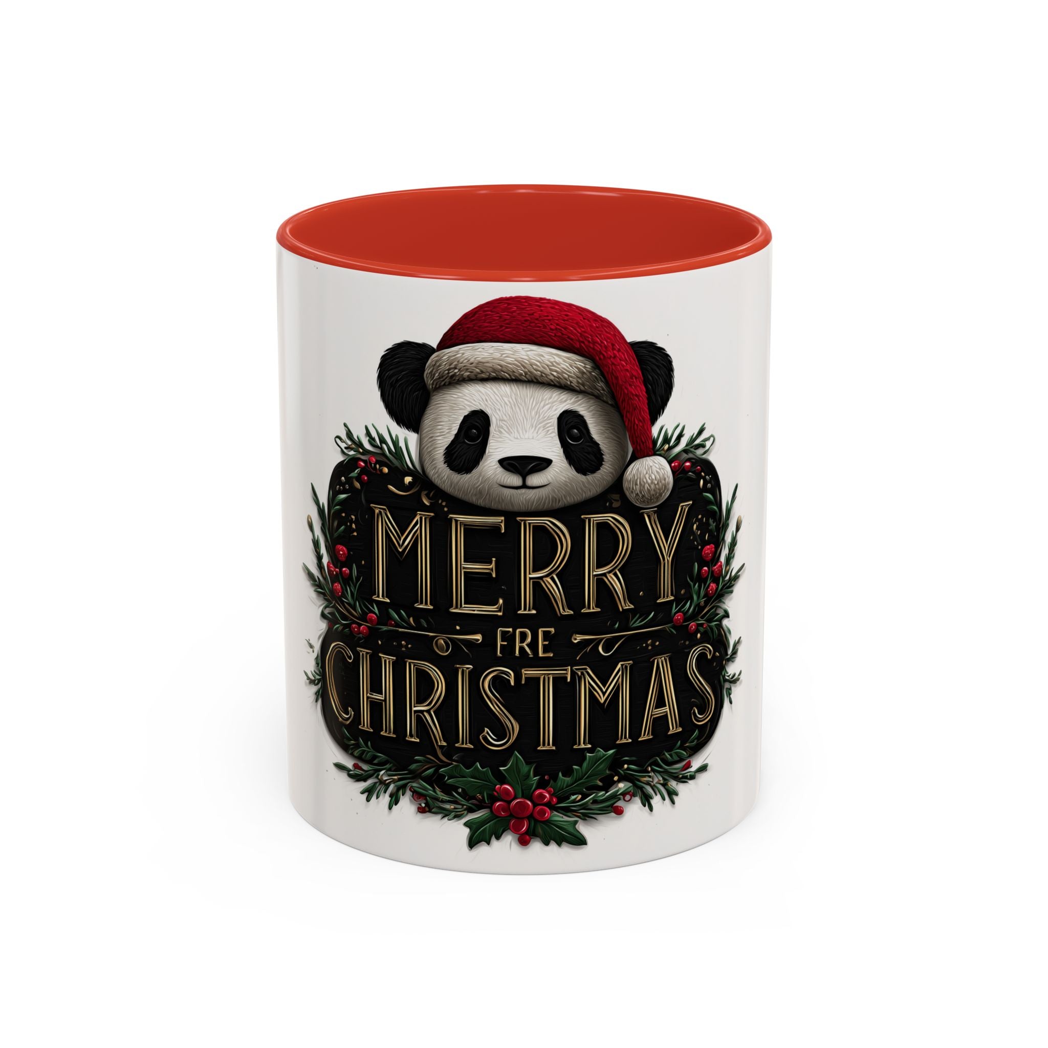 Merry Christmas Panda Coffee Mug - Holiday Gift, Ceramic Mug, Cute Panda Mug, Festive Drinkware, Christmas Decor