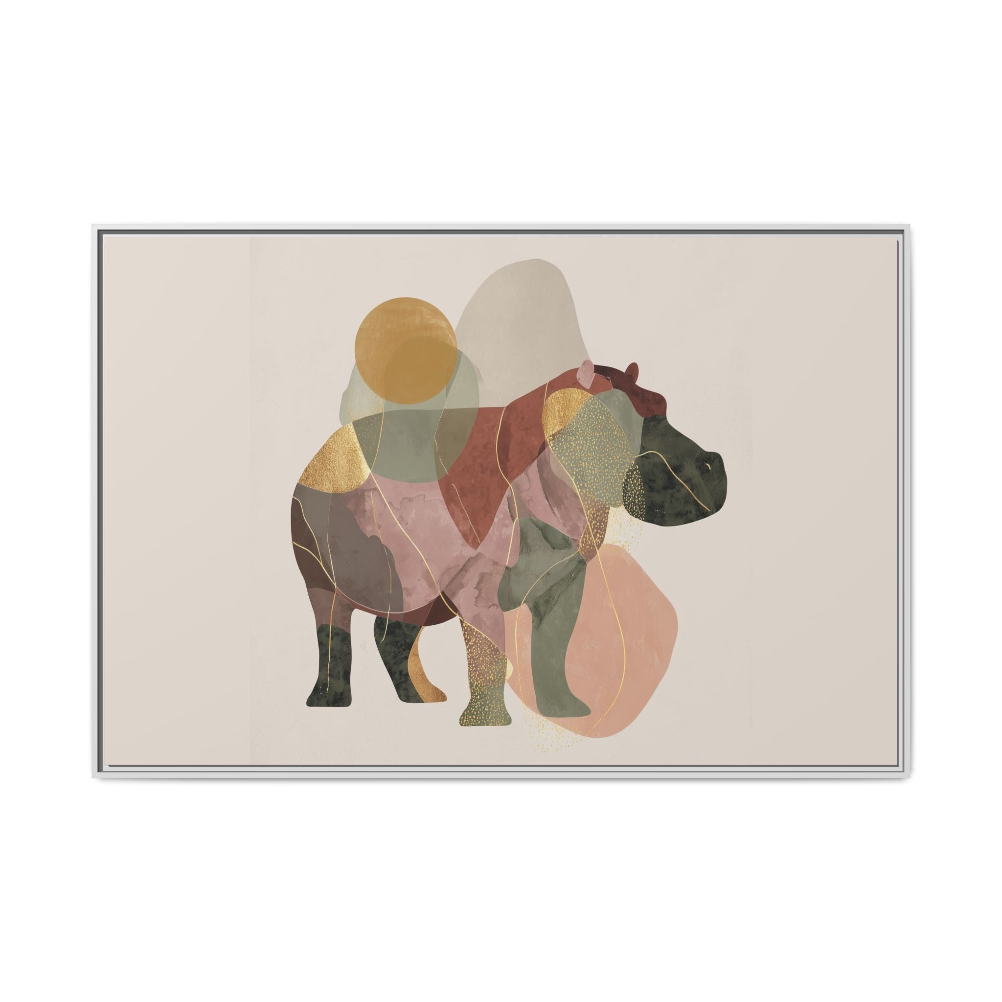 Geometric Hippo: Abstract Animal Watercolor, Modern Minimalist Composition   |    Custom Orders Available