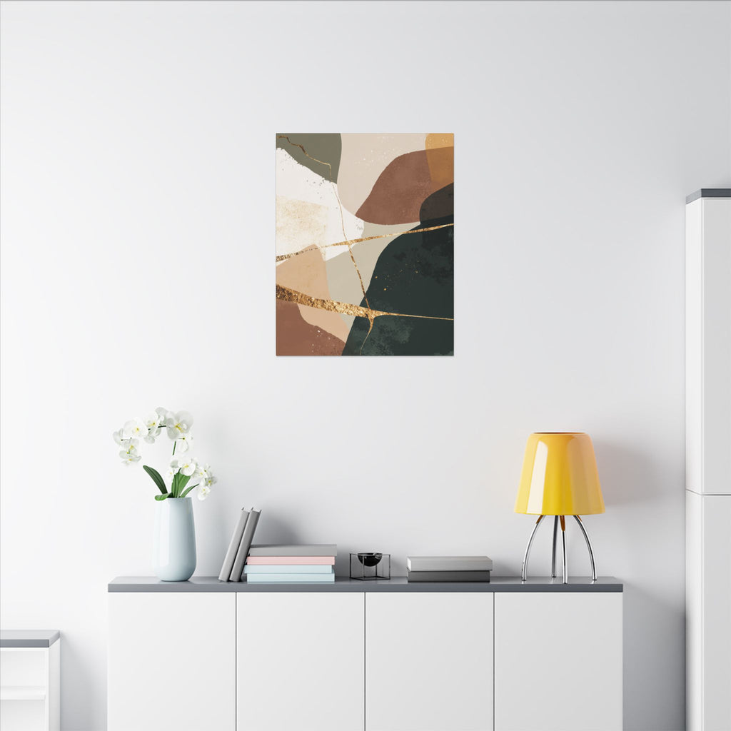 Canvas Print, Abstract Earthy Gold Wall Art, Modern Designer Home Decor, Stretched Matte Canvas; Thick, Multi-Size, Office Decor