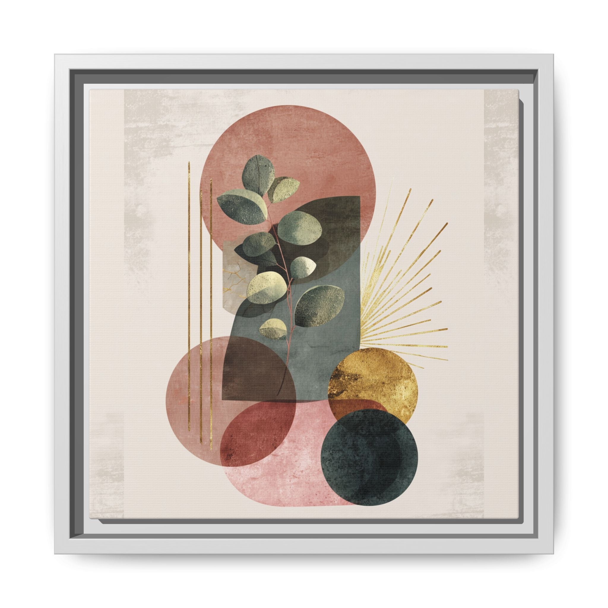 Botanical Geometric Symphony: Eucalyptus Harmony, Metallic Intersections, Modern Earth Tones   |   Custom Orders Accepted