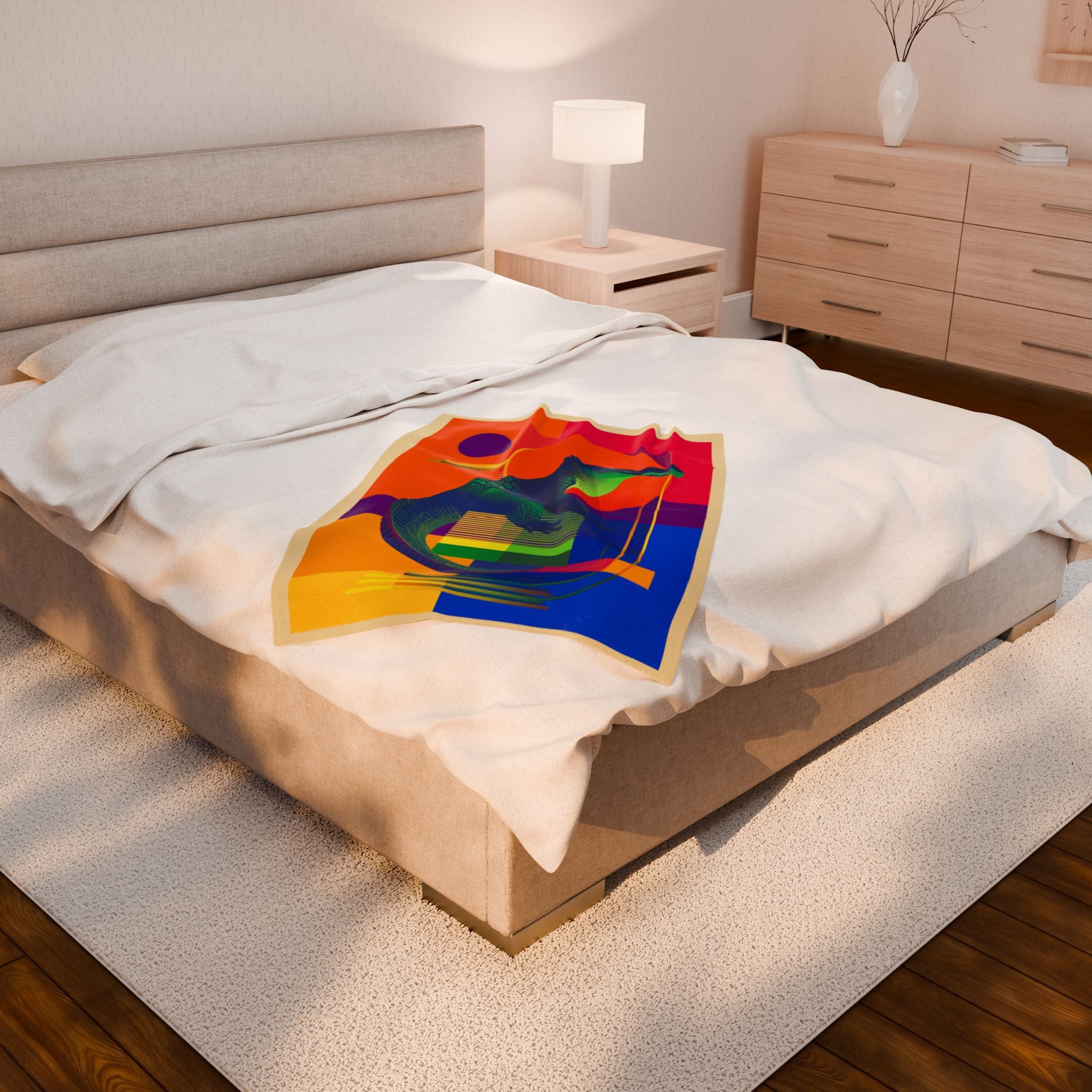Chromatic Gator Blanket: Geometric Wildlife Art, Vibrant Graphic Design, Modern Illustration   |  Personalized & Custom Orders Available