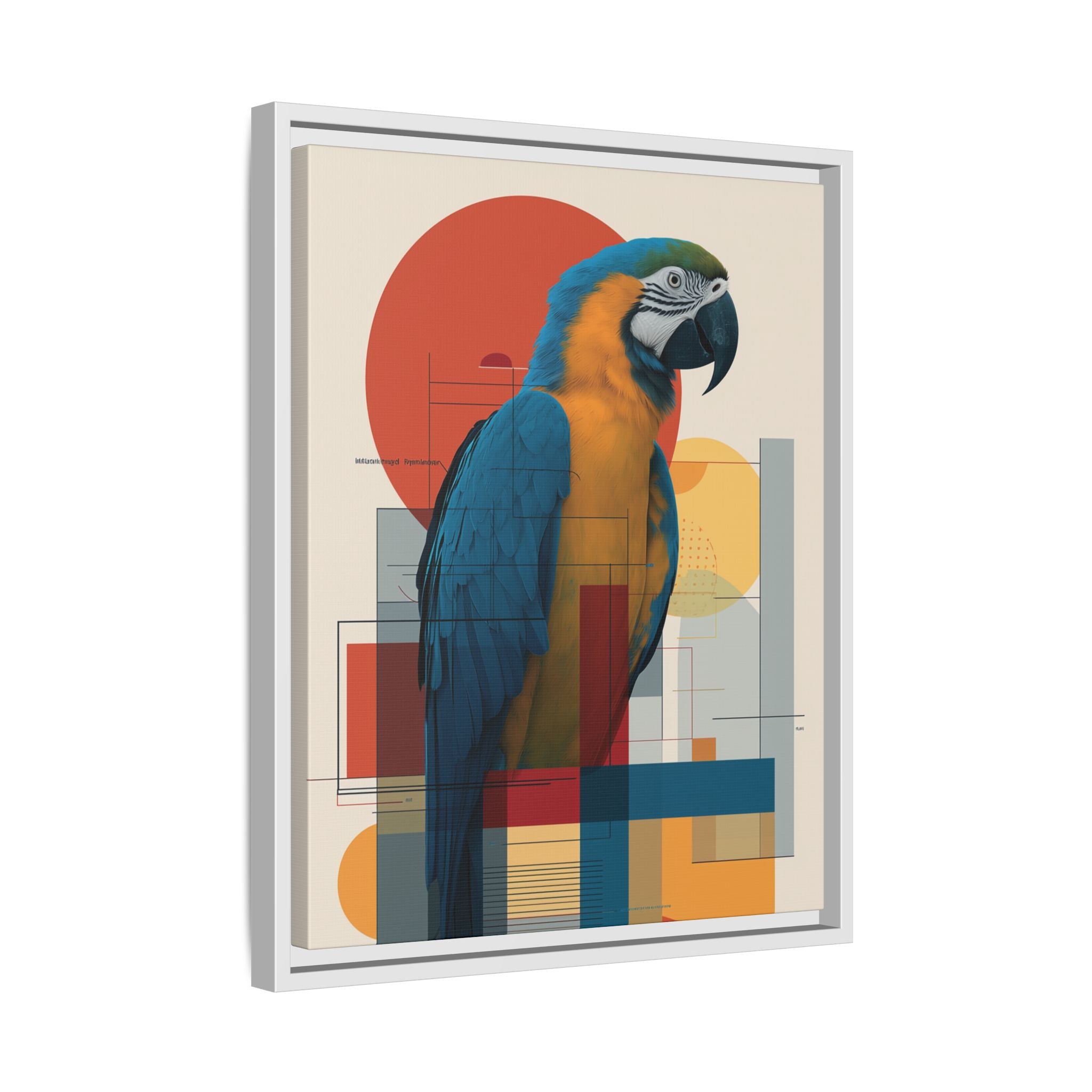 Macaw in Geometric Harmony: Modern Avian Portrait, Architectural Abstract Composition   |    Custom Orders Available