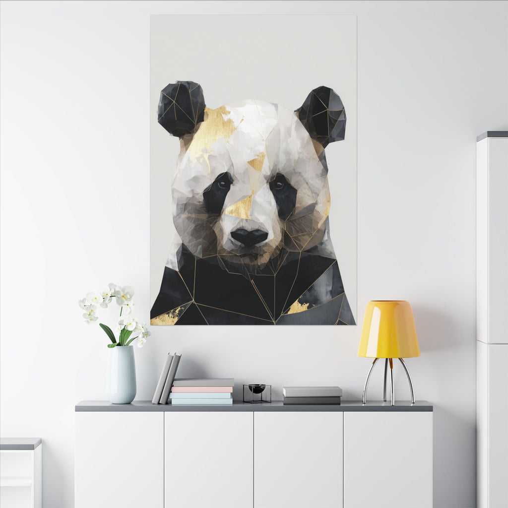 Geometric Panda: Low Poly Art, Contemporary Wildlife Portrait, Metallic Triangular Design   |  Personalized & Custom Orders Available