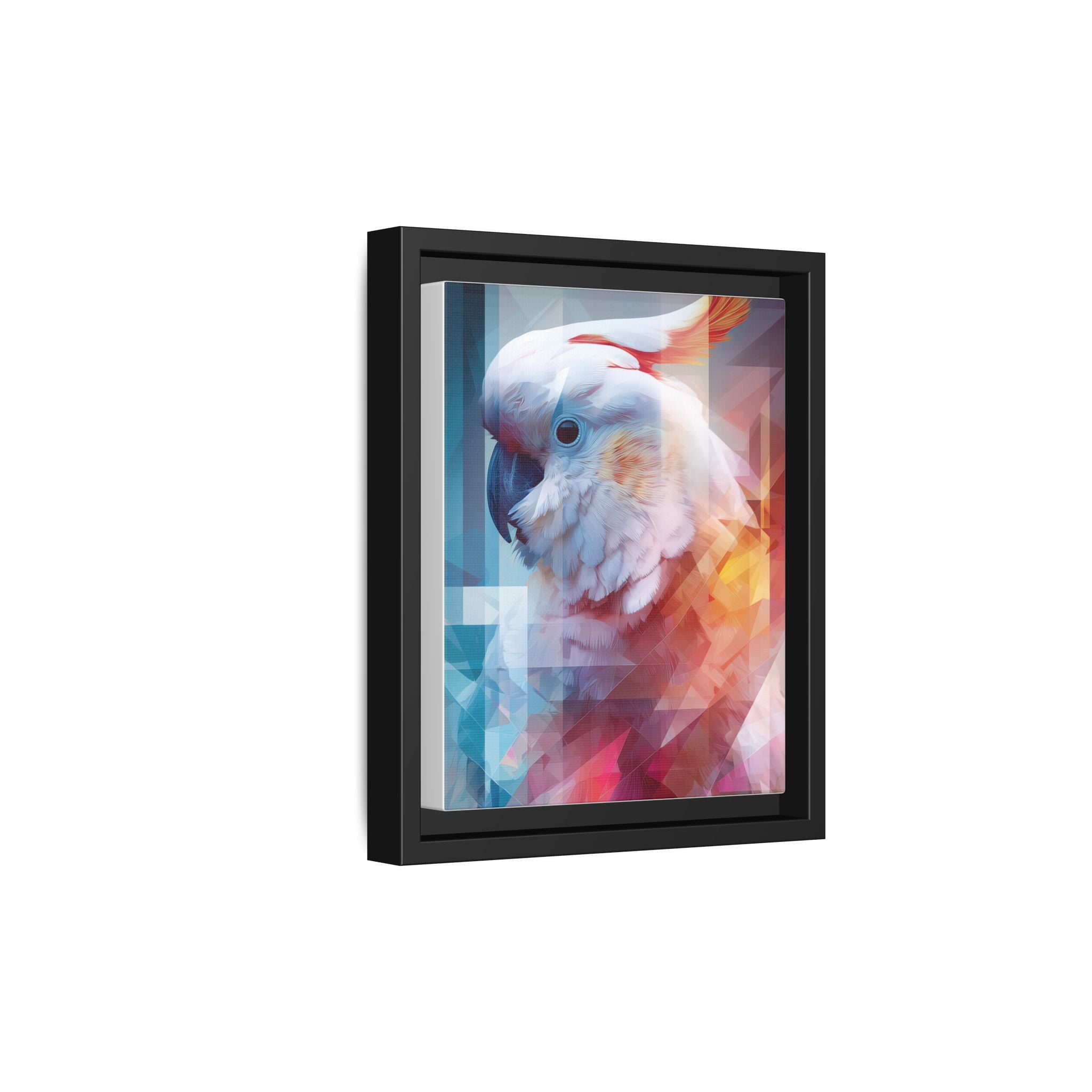 Fractured Cockatoo Framed Print: Geometric Wildlife Art, Low-Poly Digital Illustration   |  Personalized & Custom Orders Available