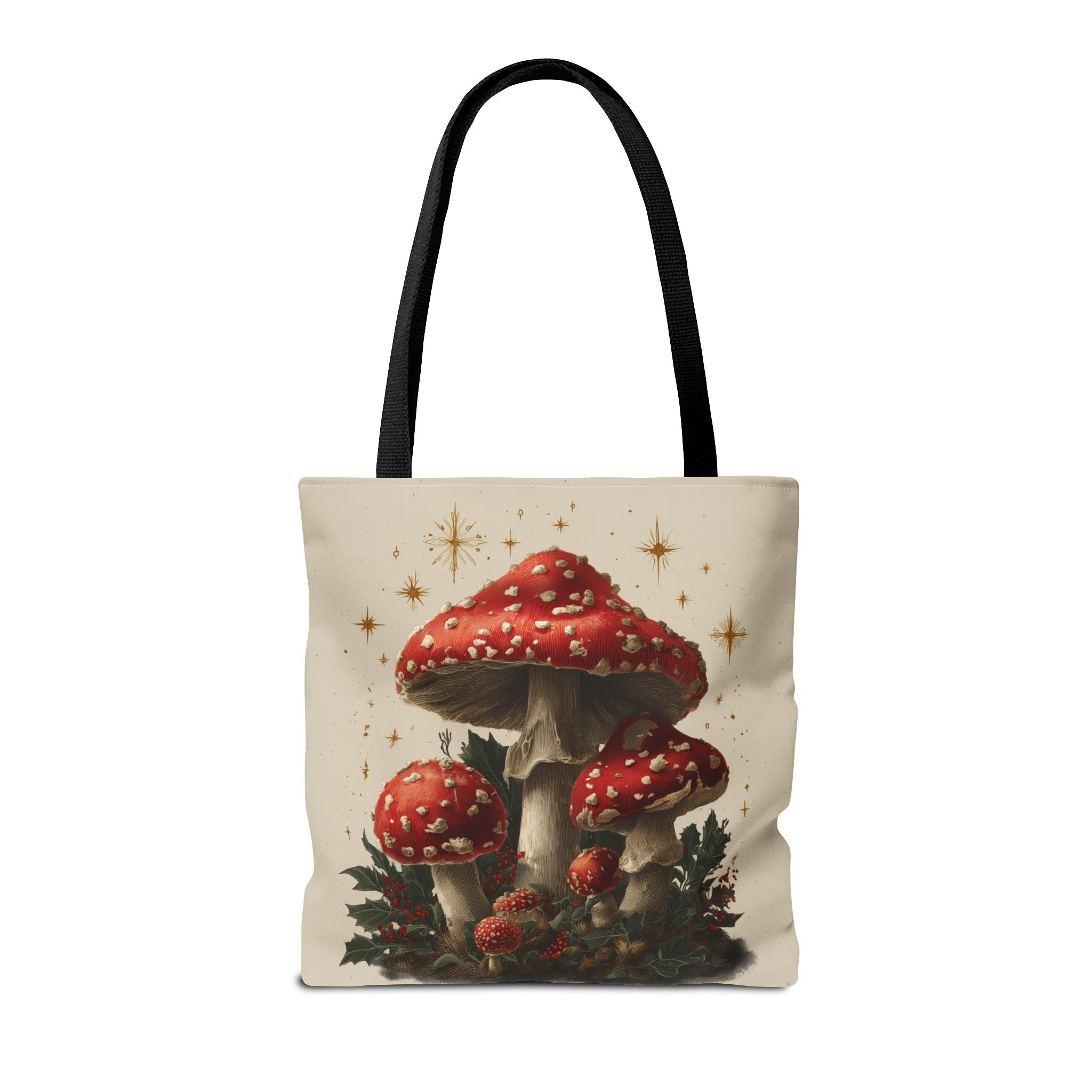 Whimsical Mushroom Christmas Tote Bag (AOP)  |  Stoner Gifts , Magic Mushrooms