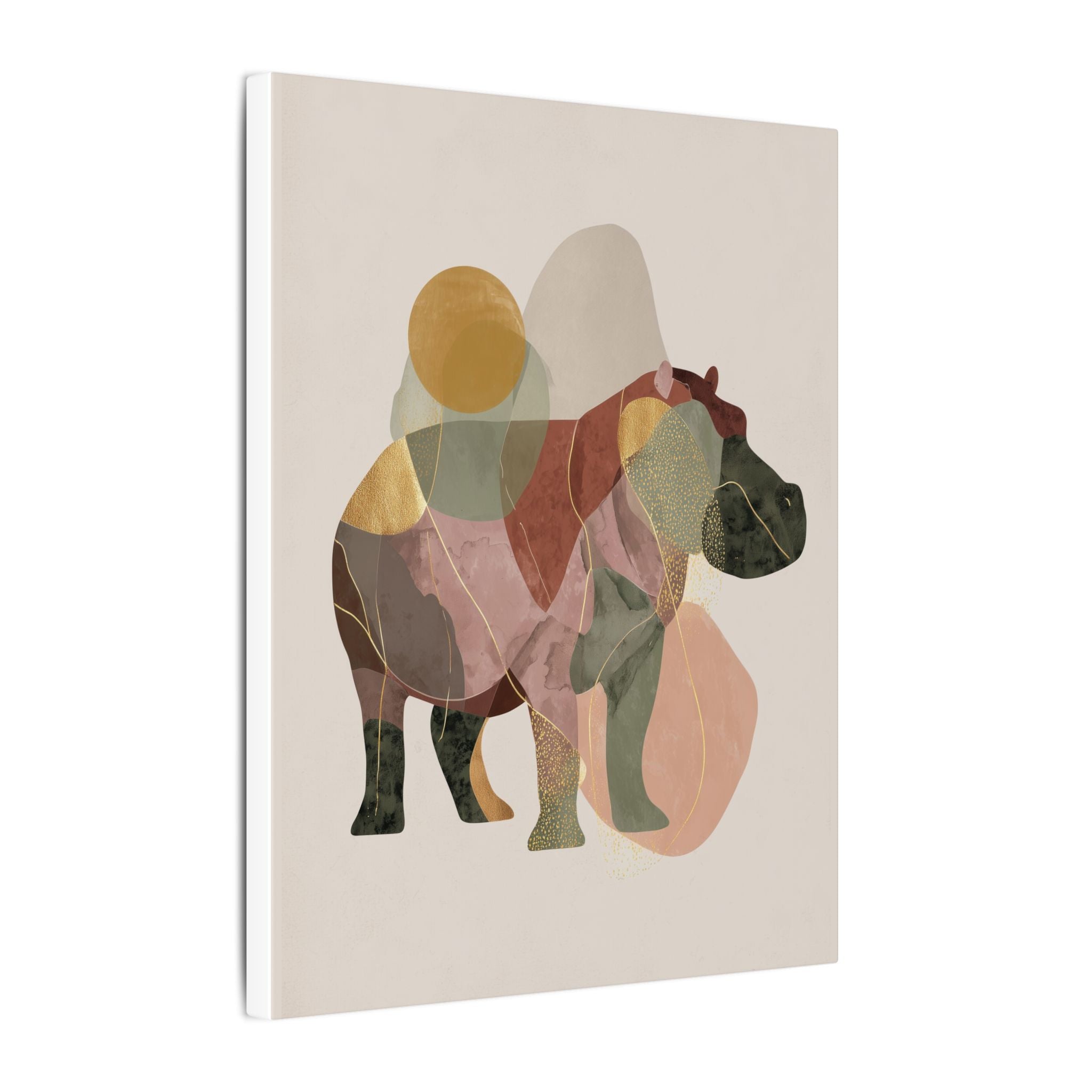 Geometric Hippo: Abstract Animal Art, Minimalist Pastel Composition   |    Custom Orders Available