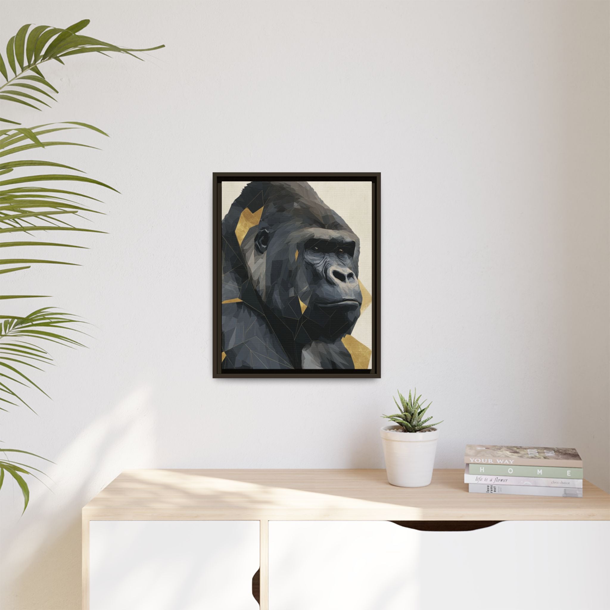 Primal Geometry: Polygonal Gorilla Portrait, Modern Metallic Wildlife Art   |  Personalized & Custom Orders Available