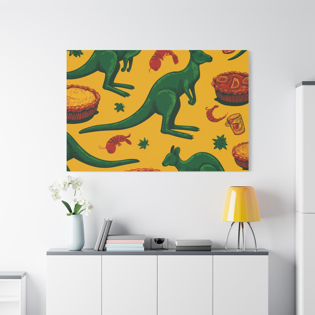 Kangaroo Canvas Wall Art, Vibrant Animal Decor, Unique Gift for Nature Lovers, Fun Kitchen Wall Hanging, Australian Themed Art