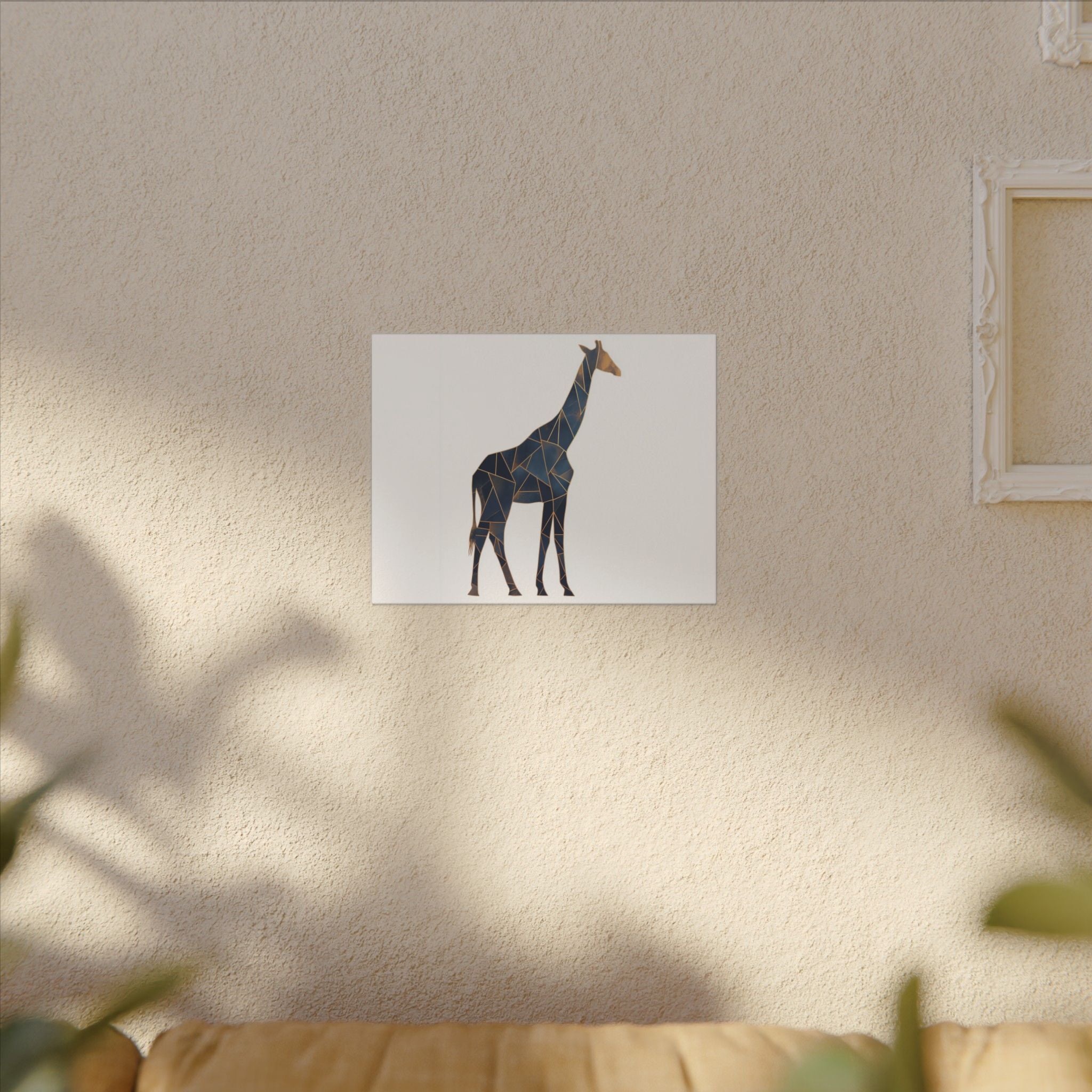 Geometric Giraffe: Mosaic Animal Portrait, Blue Triangular Design, Contemporary African Wildlife Art   |  Personalized & Custom Orders