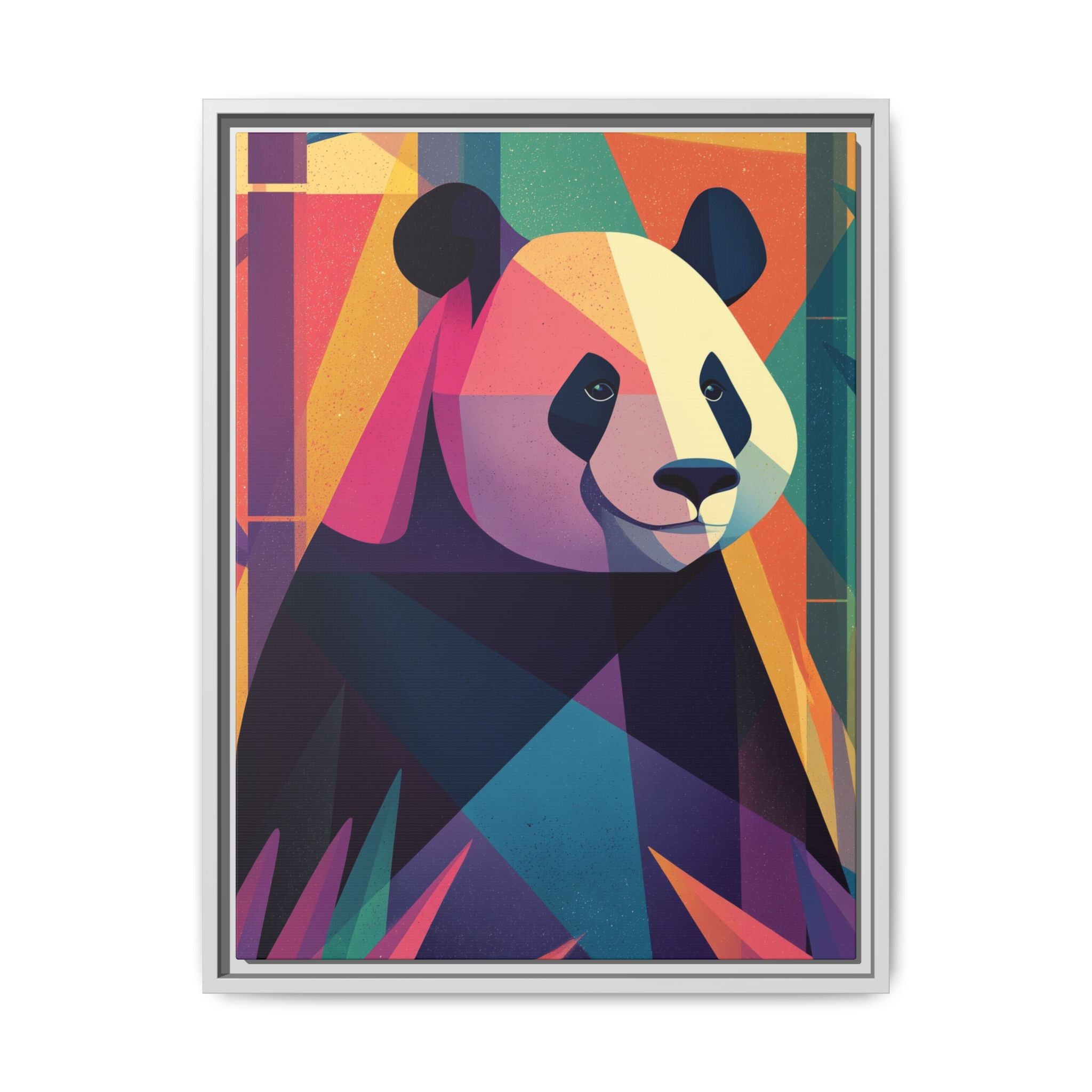 Geometric Panda Framed Print : Cubist Wildlife Portrait, Colorful Abstract Interpretation   |  Personalized & Custom Orders Available