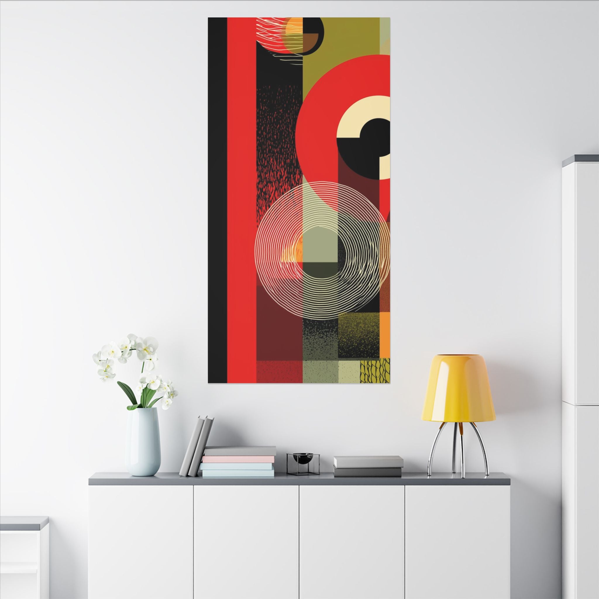 Geometric Convergence: Mid-Century Modern Abstract, Constructivist Design Principles, Bold Chromatic Composition   |   Custom Orders