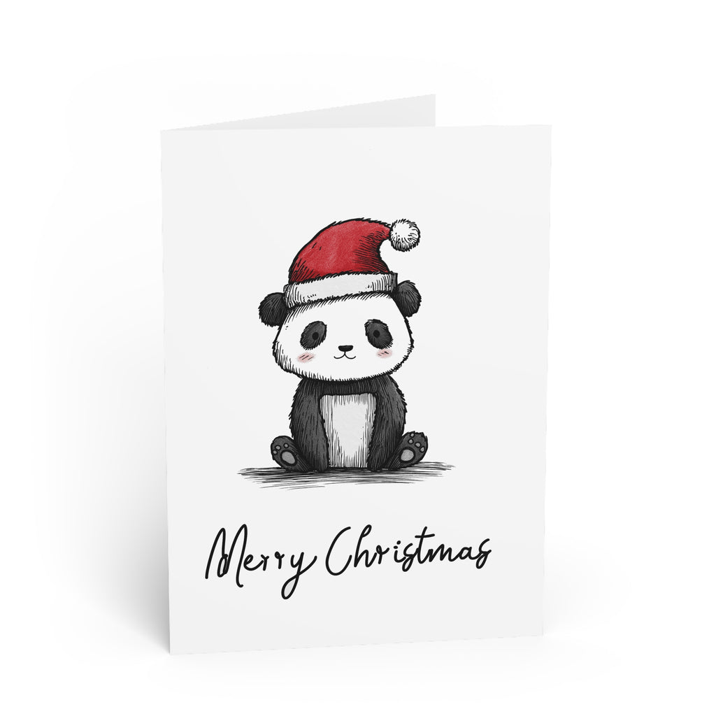 Holiday Panda Cheer: Festive Christmas Illustration, Whimsical Sketch Style, Cute Animal Art | Custom Orders Accepted