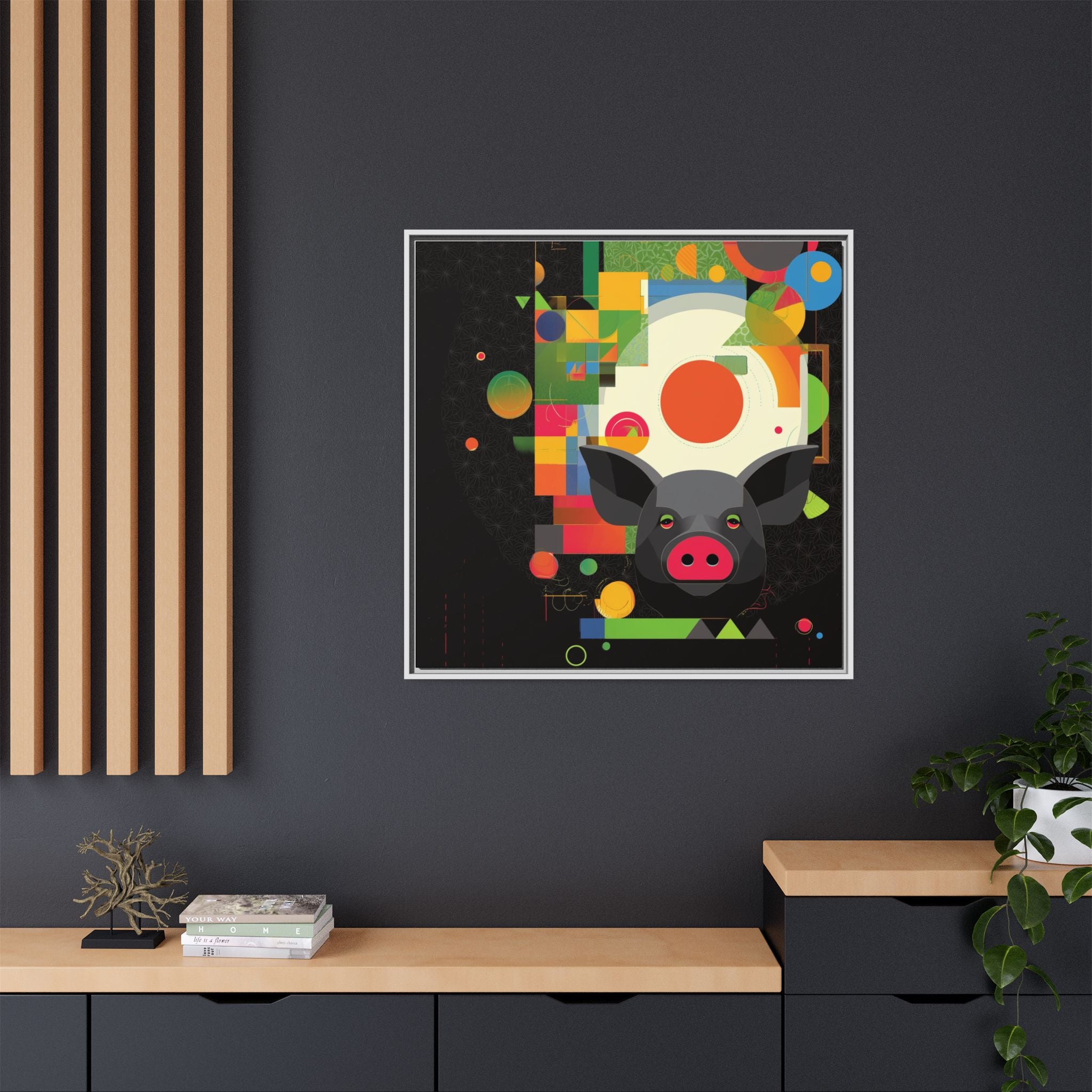 Prismatic Pig: Geometric Abstract Design, Digital Graphic Art Illustration   |    Custom Orders Available