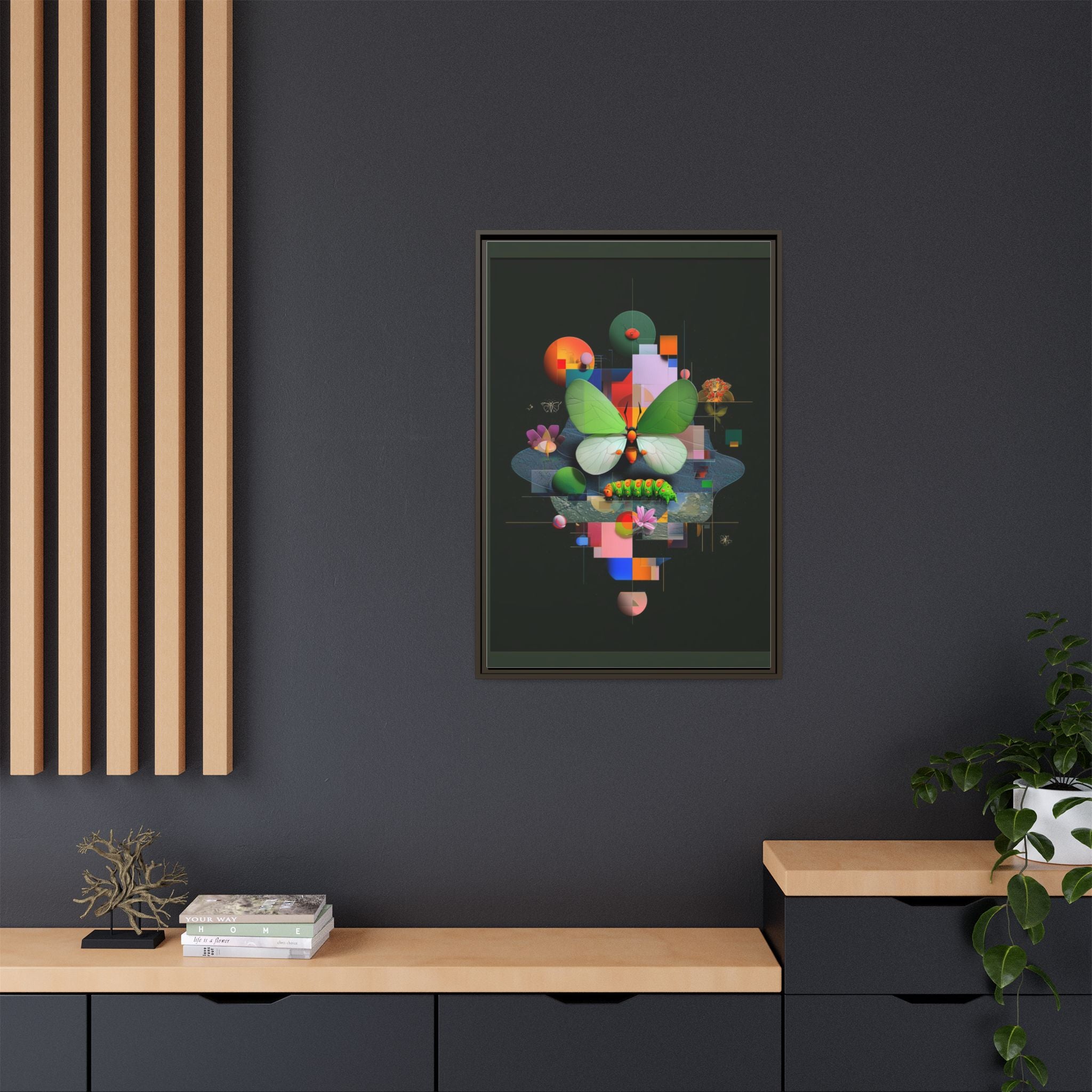 Metamorphosis Geometry Framed Print : Digital Nature Synthesis, Butterfly Abstraction   |  Personalized & Custom Orders Available
