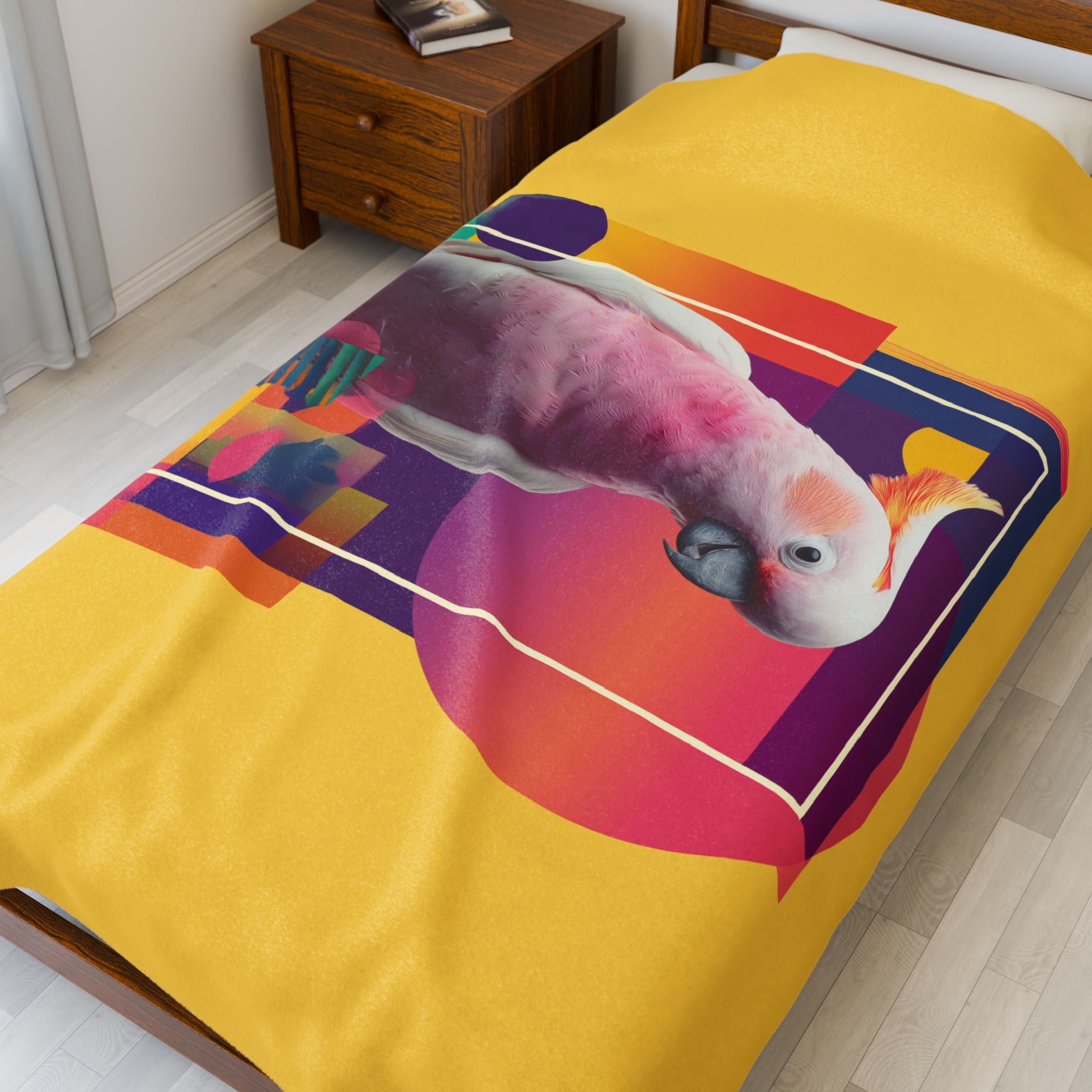 Radiant Cockatoo Quilt Cover, Doona Cover, Duvet : Geometric Pop Art Portrait, Vibrant Wildlife Design   |    Custom Orders Available
