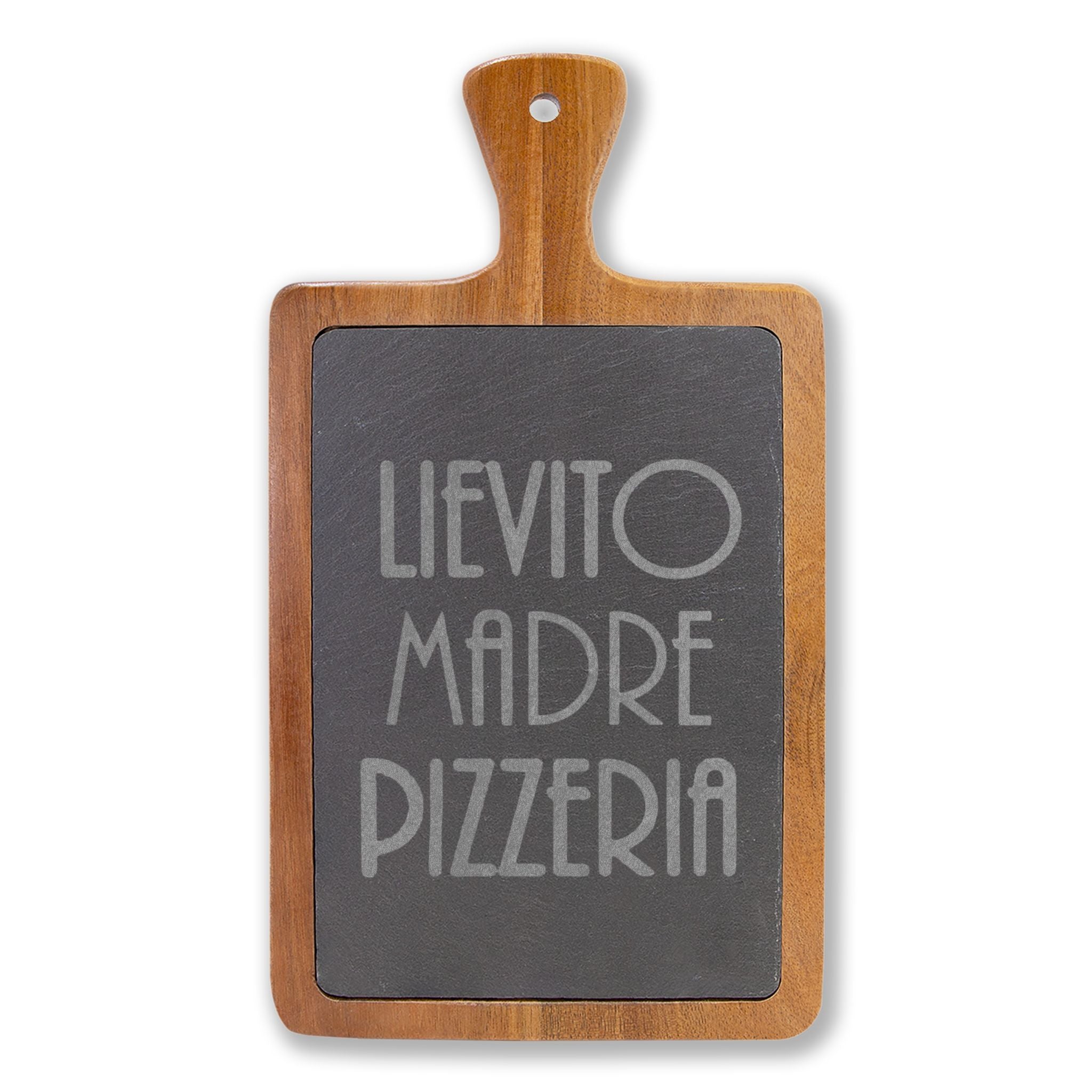 Engraved 'Levitò Madre' Slate Charcuterie Board - Rustic Serving Paddle, Italian Phrase Cheese Board Gift