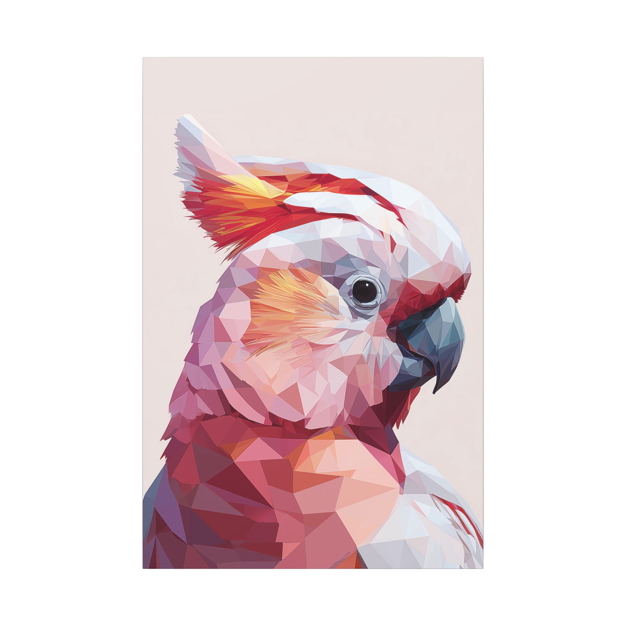 Polygonal Parrot: Low-Poly Digital Art, Geometric Cockatoo Portrait   |    Custom Orders Available