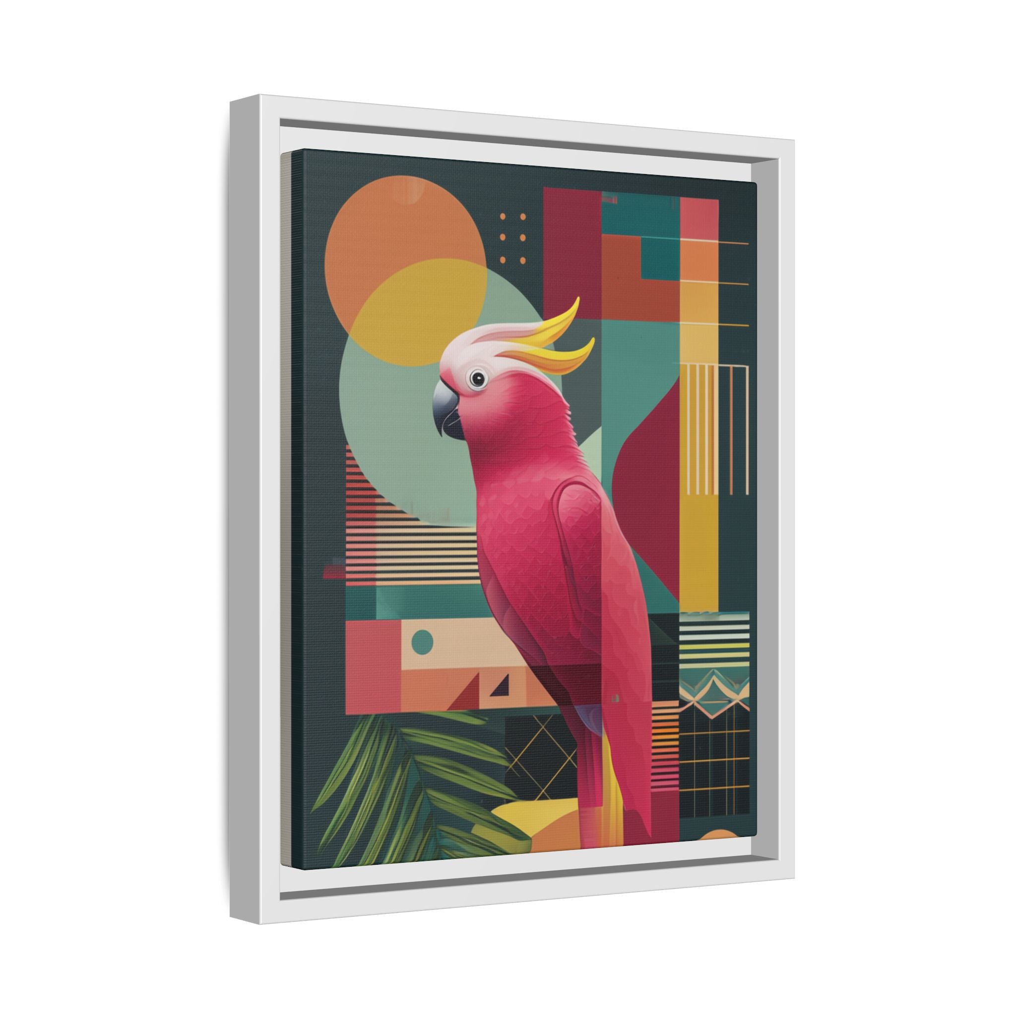 Cockatoo in Geometric Bloom: Mid-Century Modern Art, Tropical Abstract Design   |    Custom Orders Available