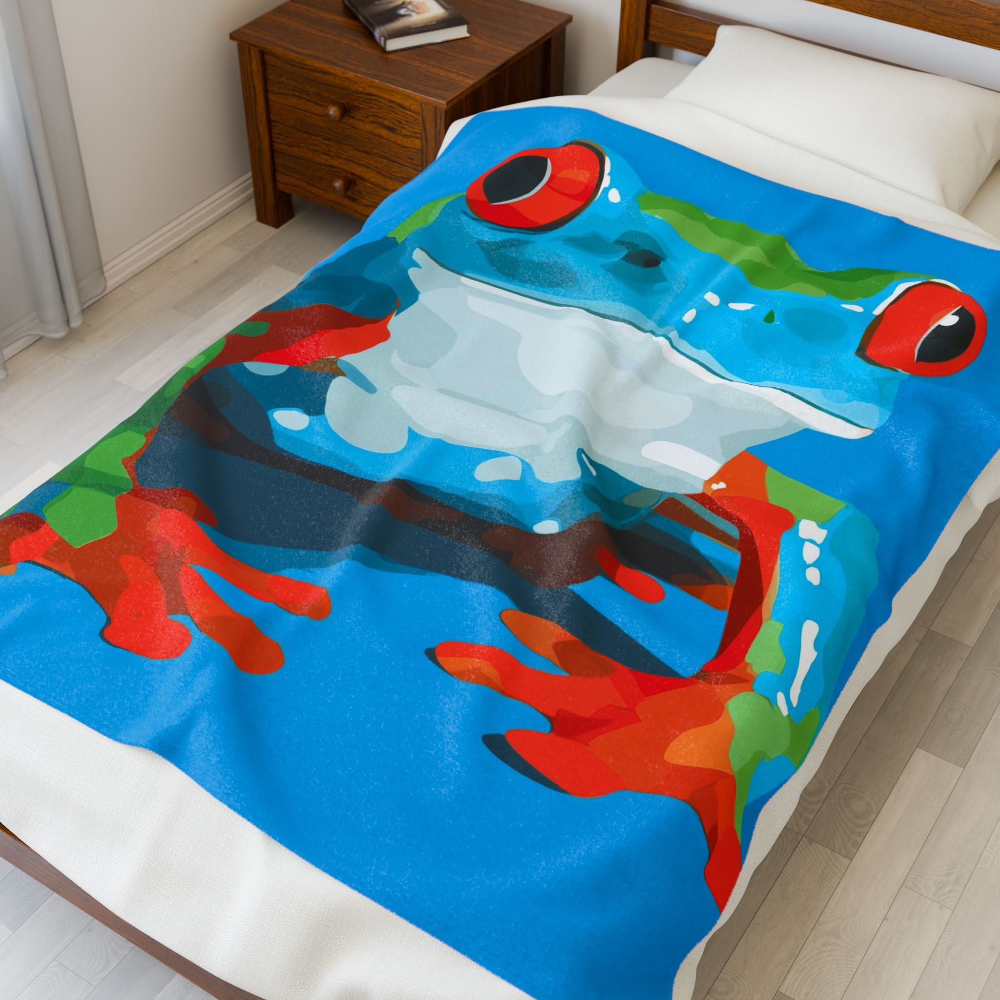 Amphibian Geometry: Vibrant Red-Eyed Tree Frog, Geometric Digital Illustration   |    Custom Orders Available