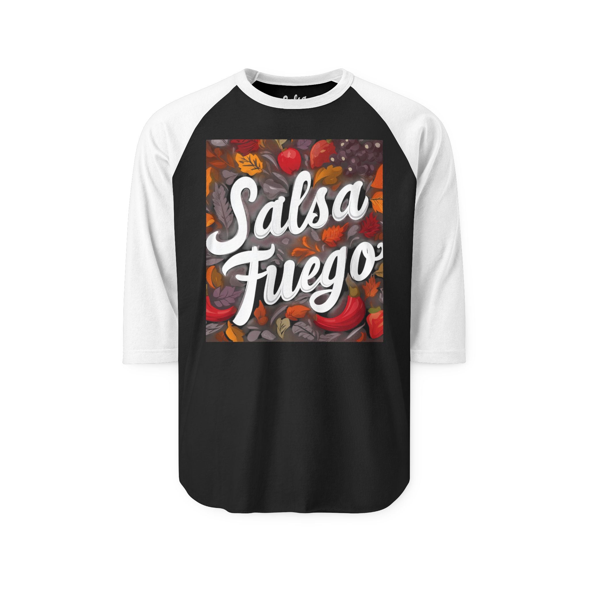 Salsa Fuego Raglan Shirt — Spicy Salsa Dancing Basebell Style Tshirt Tee