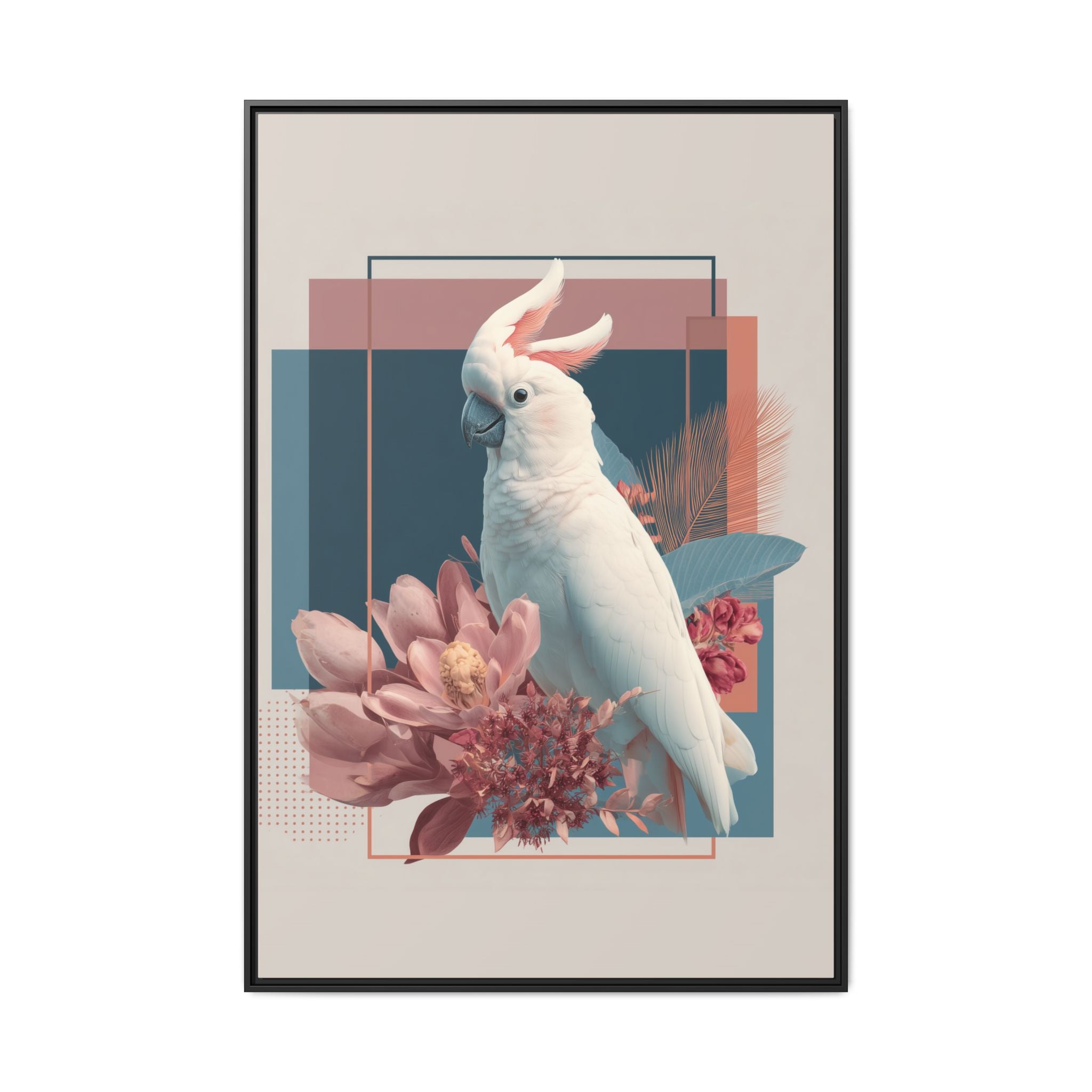 Cockatoo Geometric Framed Print : Modern Wildlife Illustration, Geometric Botanical Fusion   |  Personalized & Custom Orders Available