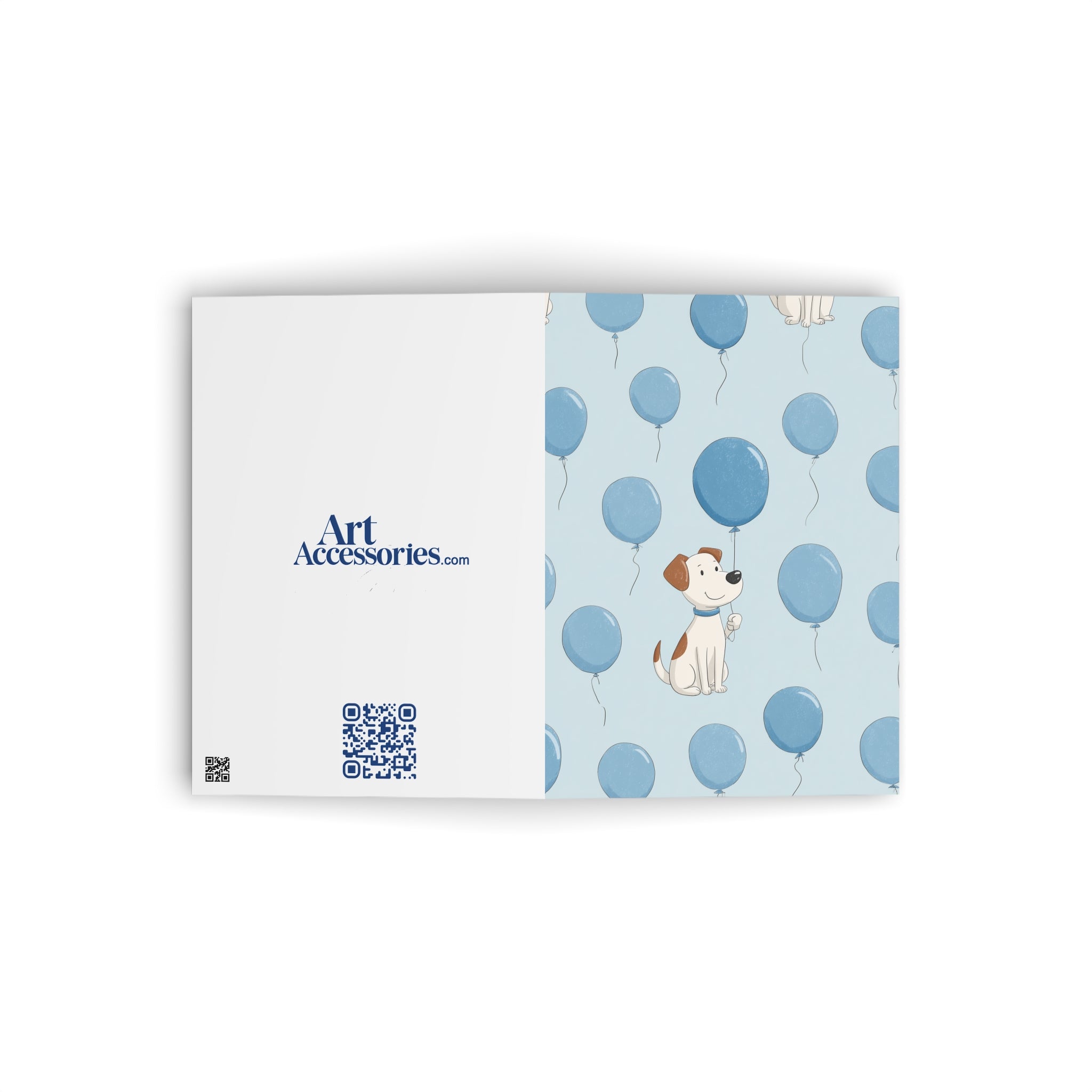 Cute Puppy Blue Balloon Greeting Card — Baby Shower Greeting Cards — Cute Dog Design (Baby Boy)
