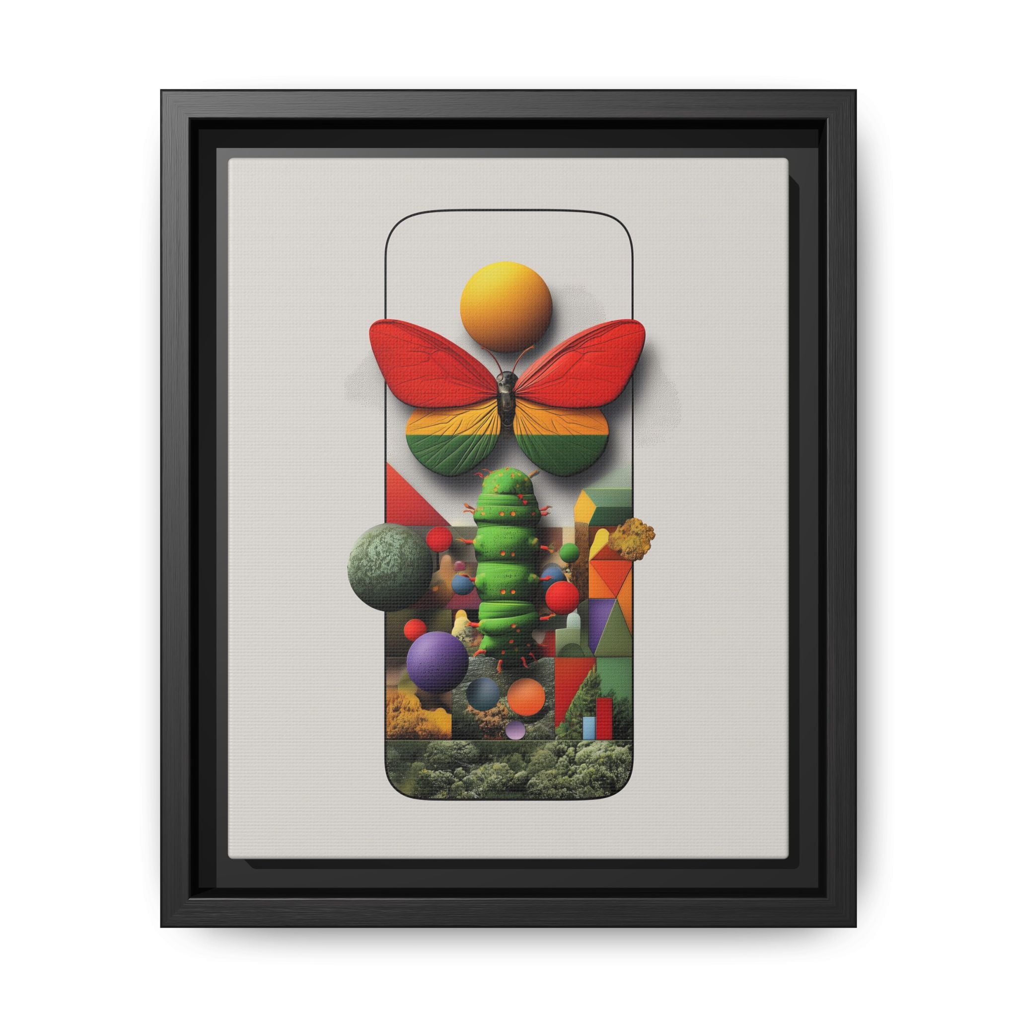 Metamorphosis Framed Print : Geometric Nature Transformation, Vibrant Butterfly Composition   |  Personalized & Custom Orders Available