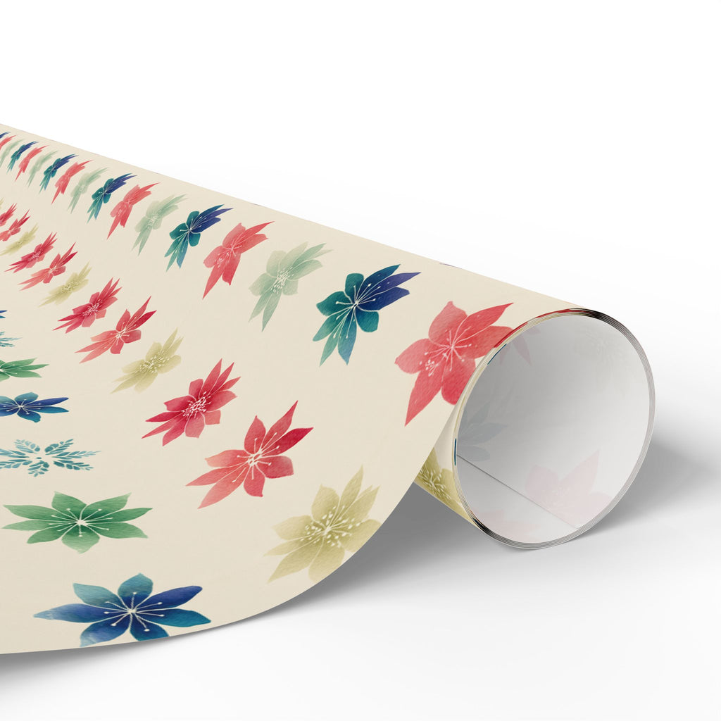 Wrapping Paper Roll — Colorful Watercolor Poinsettia Gift Wrap