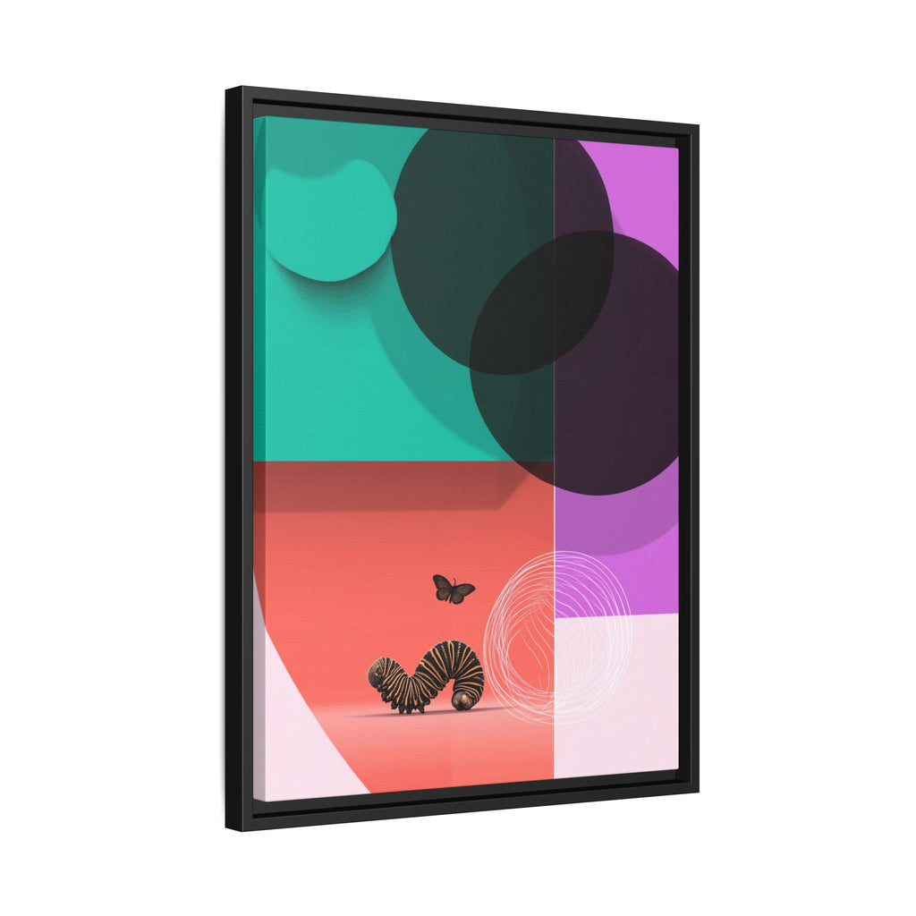 Striped Caterpillar and Butterfly Framed Print , Mid-Century Modern Color Blocks   |  Personalized & Custom Orders Available