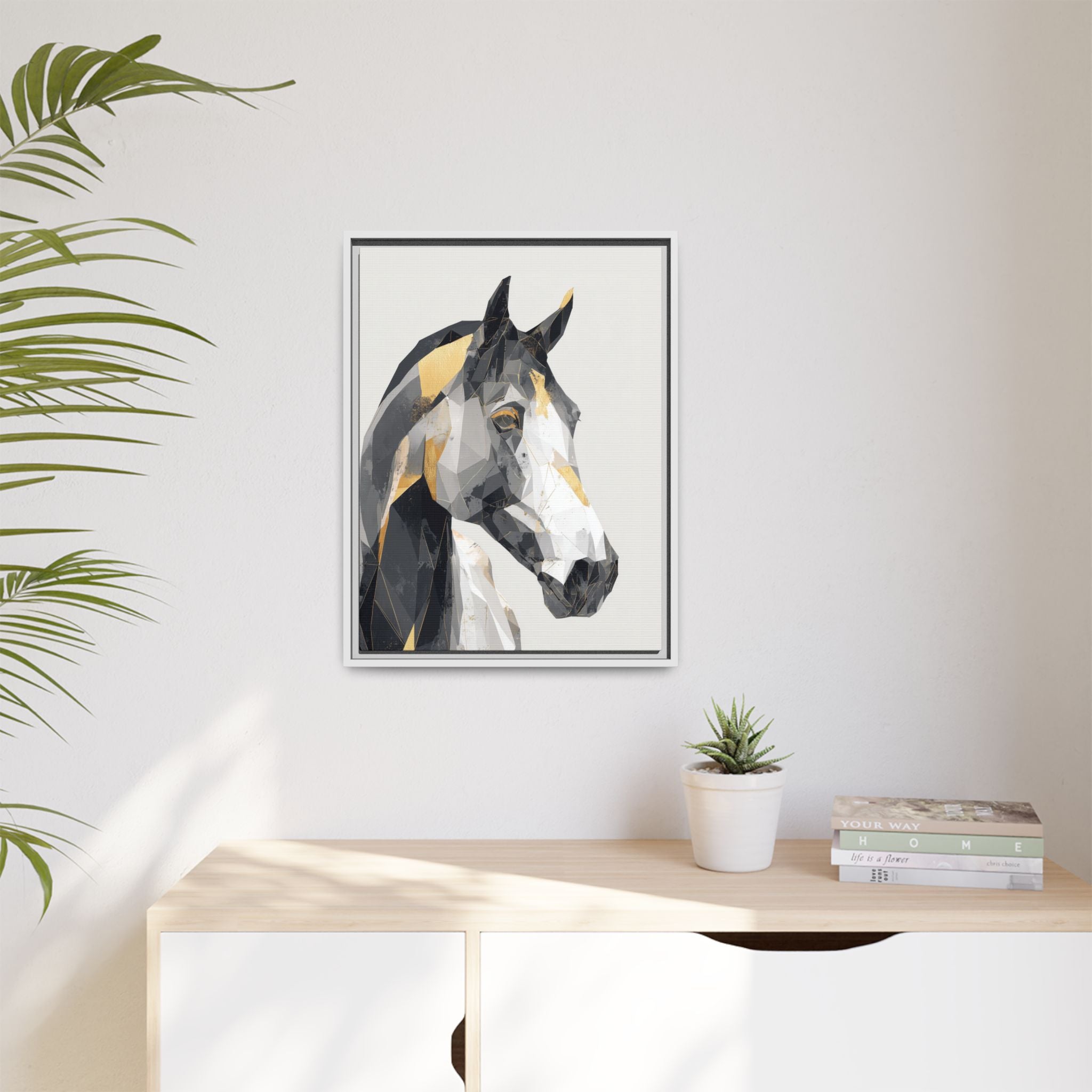 Geometric Equine Framed Print : Polygonal Horse Portrait, Modern Abstract Geometric Art   |  Personalized & Custom Orders Available