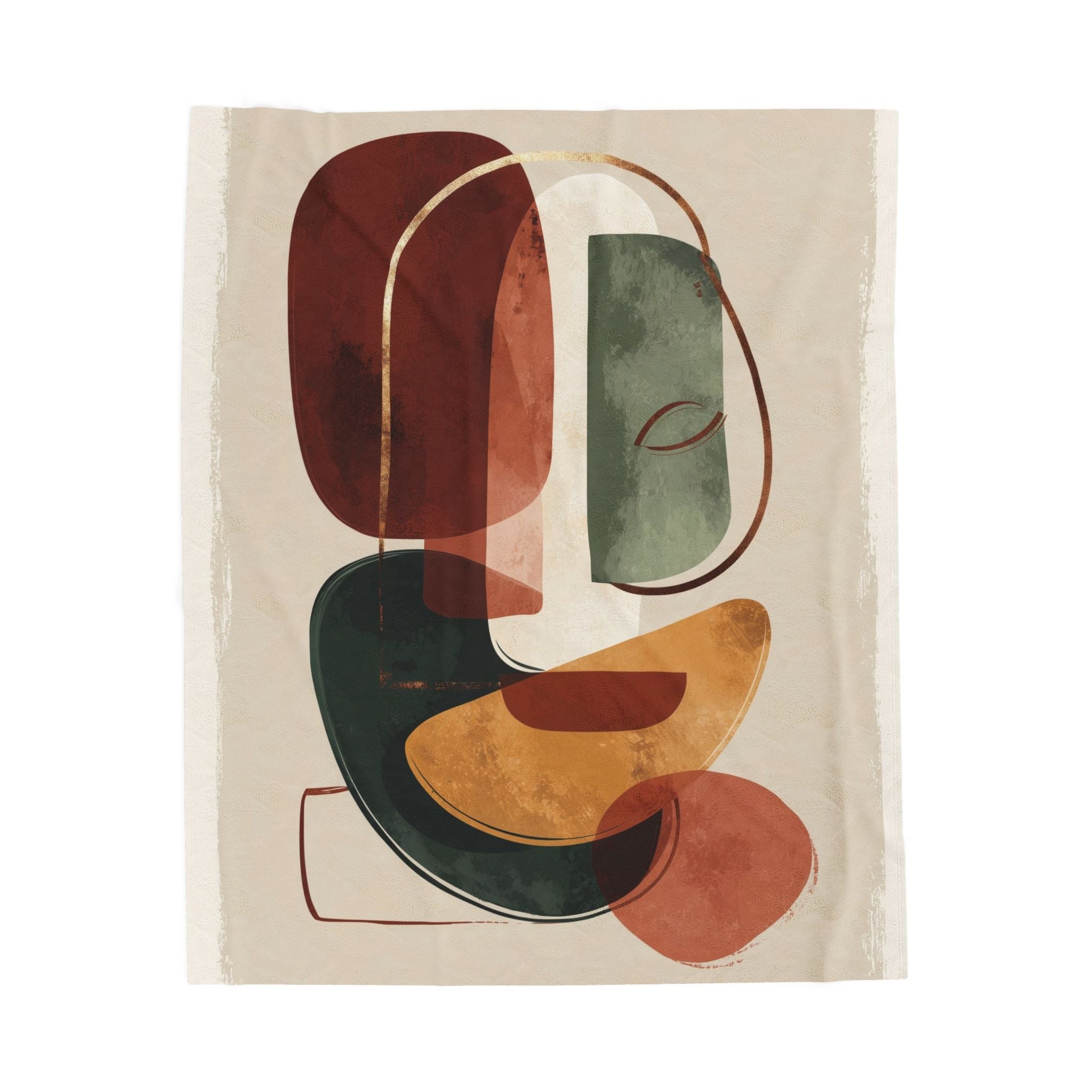 Organic Geometry: Layered Shapes in Earthy Tones, Mid-Century Modern Abstract   |    Custom Orders Available