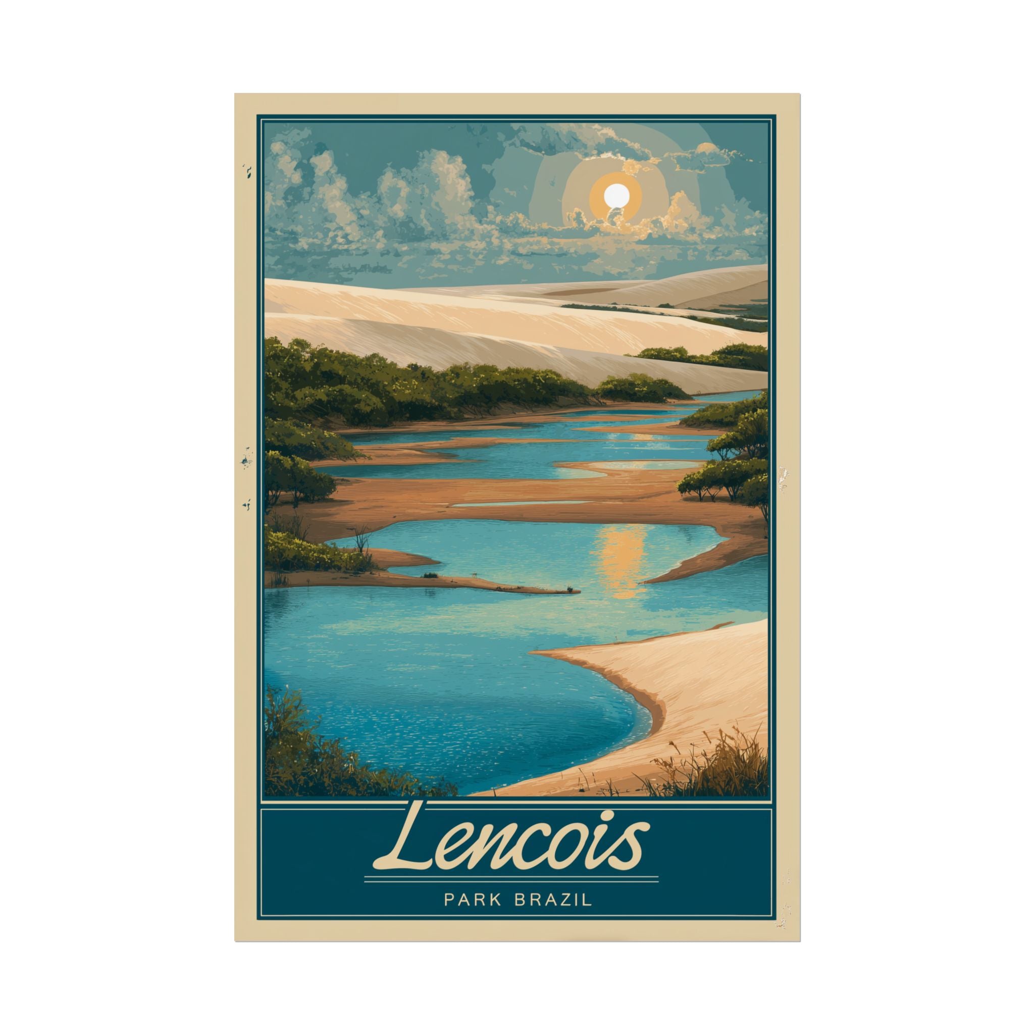 Lencois Paradise: Brazilian River Landscape, Vintage Travel Poster Style   |    Custom Orders Available