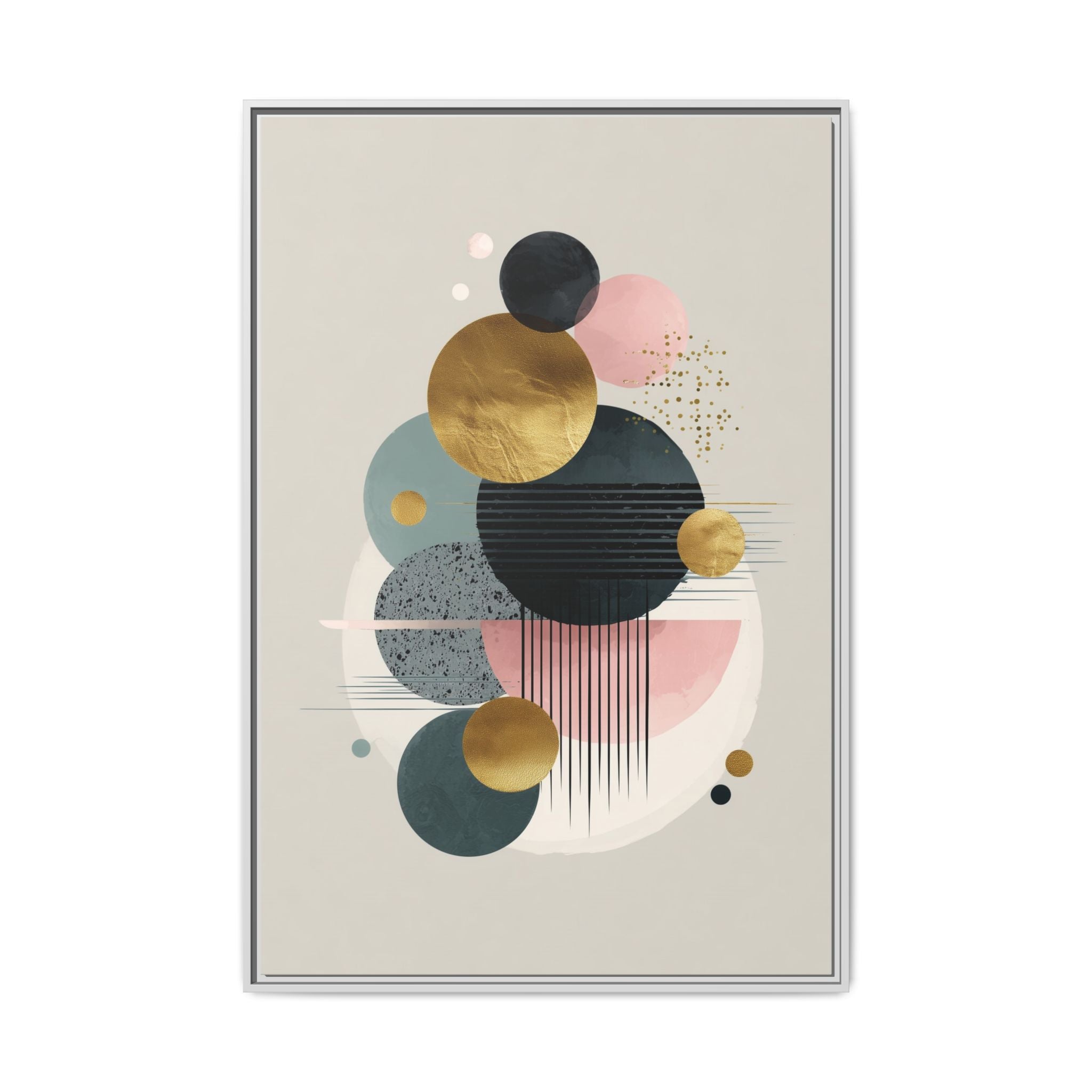 Geometric Harmony: Intersecting Circles, Mid-Century Modern Design, Abstract Metallic Composition   |   Custom Orders Accepted