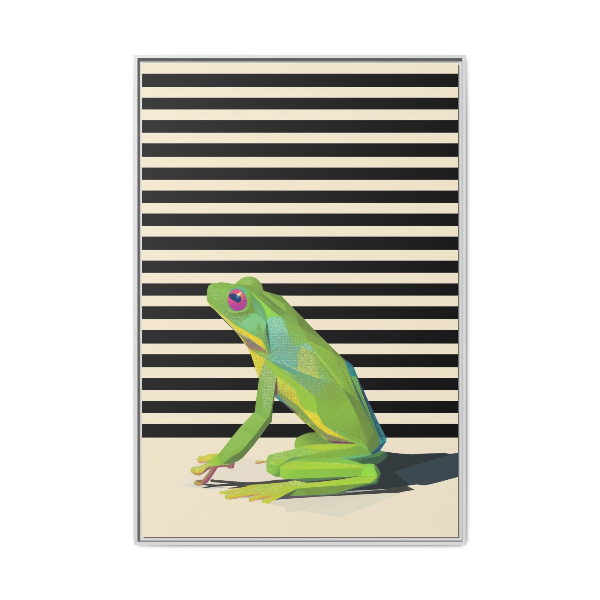 Stylized Frog Portrait Framed Print , Minimalist Pop Art Design   |  Personalized & Custom Orders Available