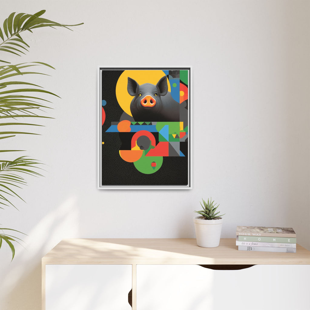 Geometric Pig Poster: Abstract Graphic Design, Colorful Modernist Composition   |    Custom Orders Available