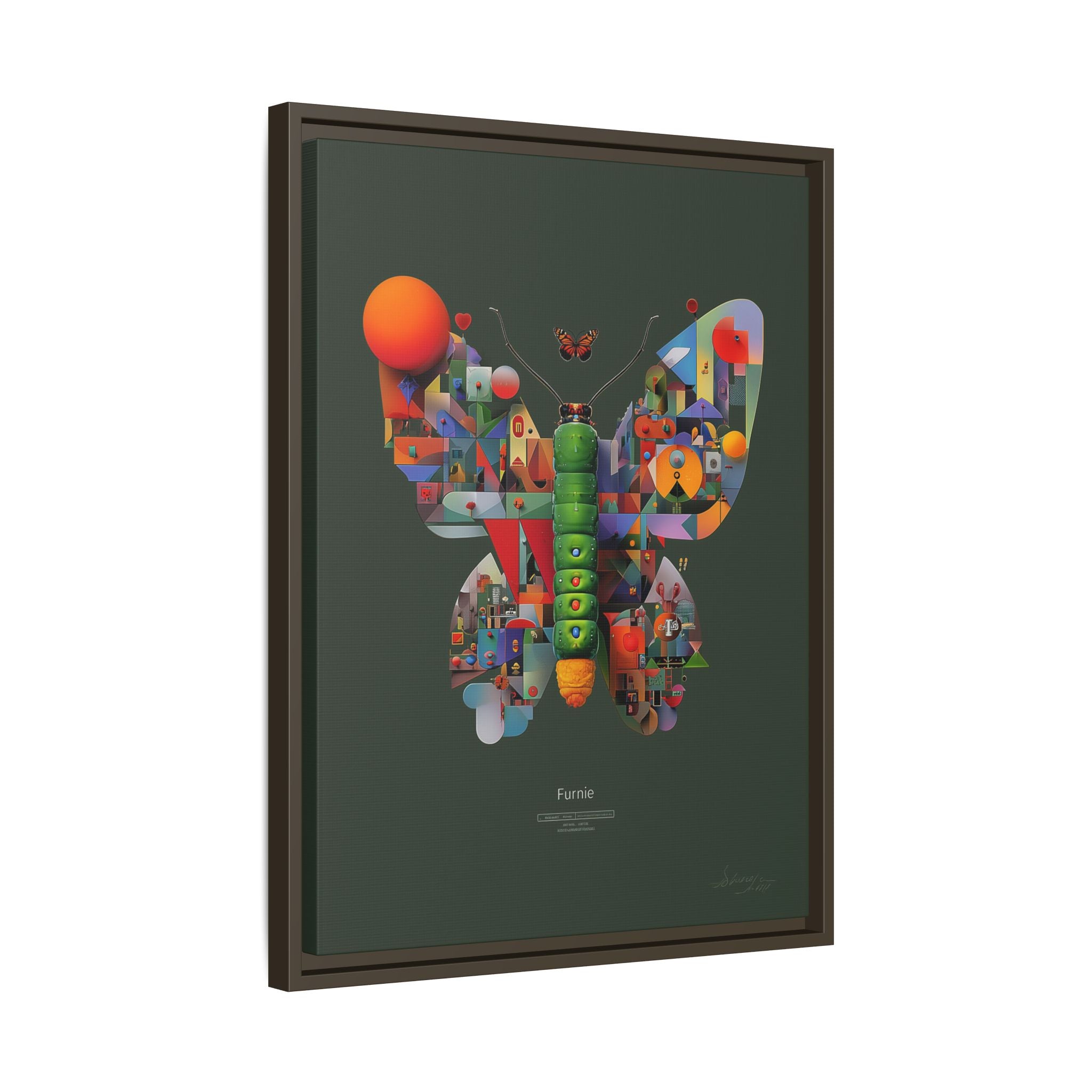 Geometric Metamorphosis Framed Print : Digital Cubist Butterfly, Urban Abstract Composition   |   Custom Orders Available