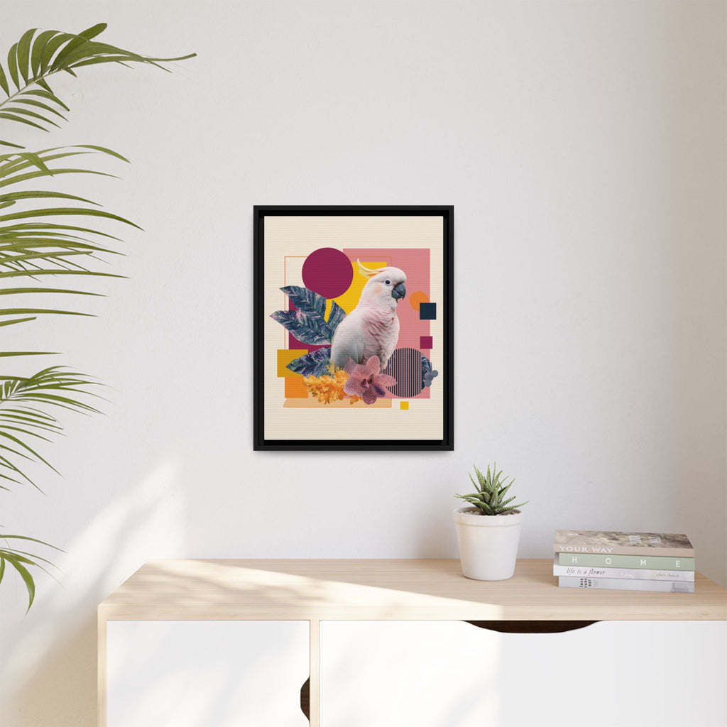 Cockatoo Geometric Framed Print : Tropical Digital Collage, Modern Abstract Design   |  Personalized & Custom Orders Available