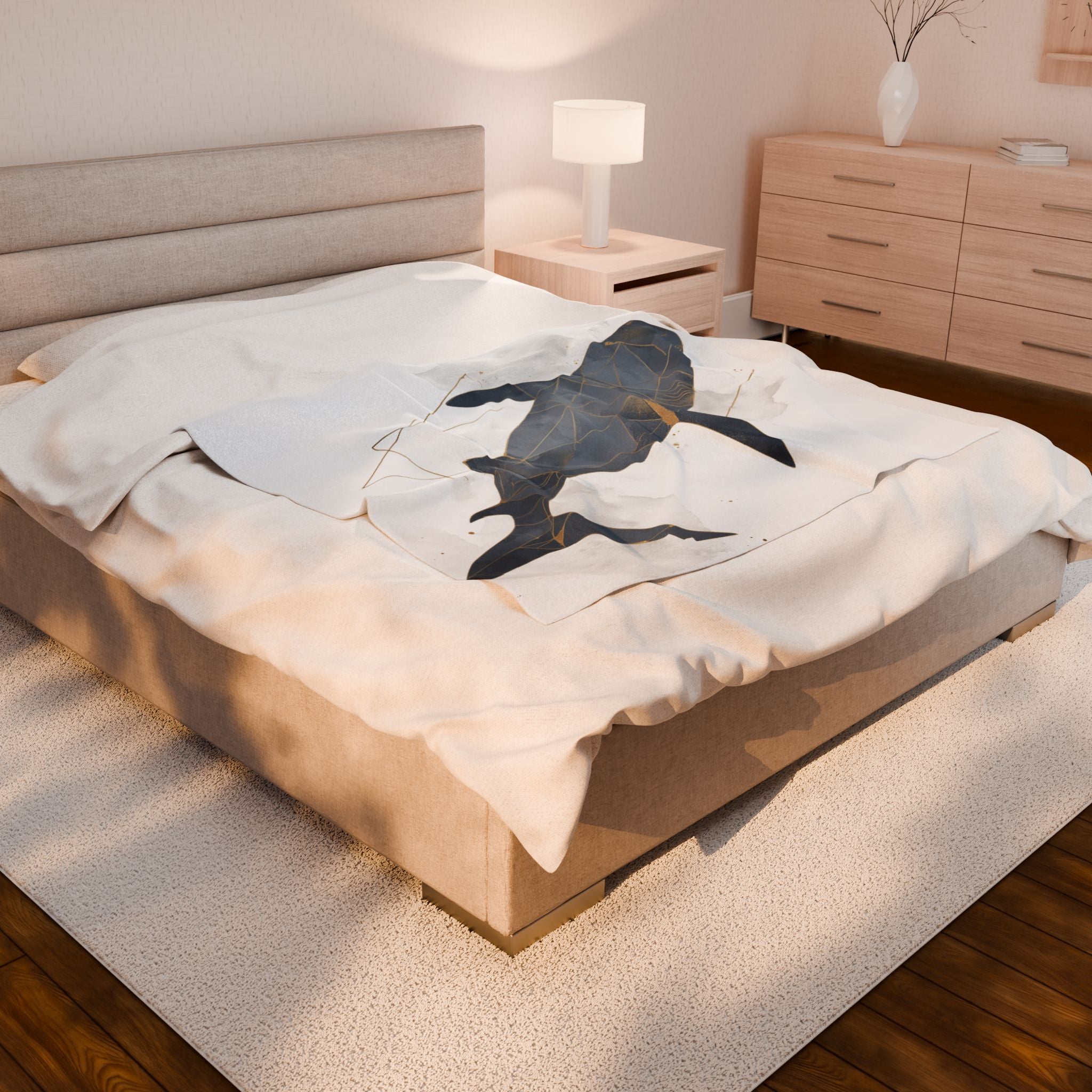 Polygonal Shark Blanket, Abstract Aquatic Design, Mosaic Oceanic Illustration   |  Personalized & Custom Orders Available