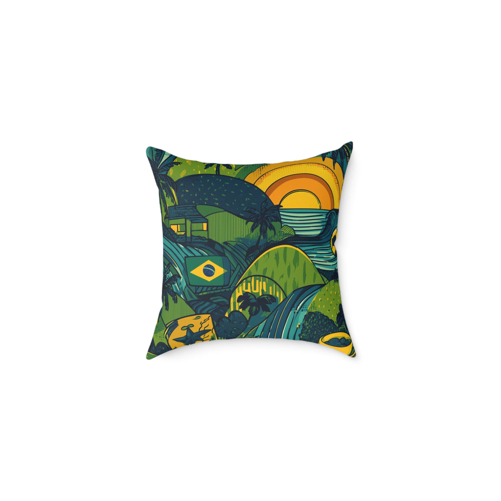 Vibrant Brazil-Themed Square Poly Canvas Pillow, Boho Decorative Cushion, Living Room Accent, Gift for Nature Lovers, Eco-Friendly [...]