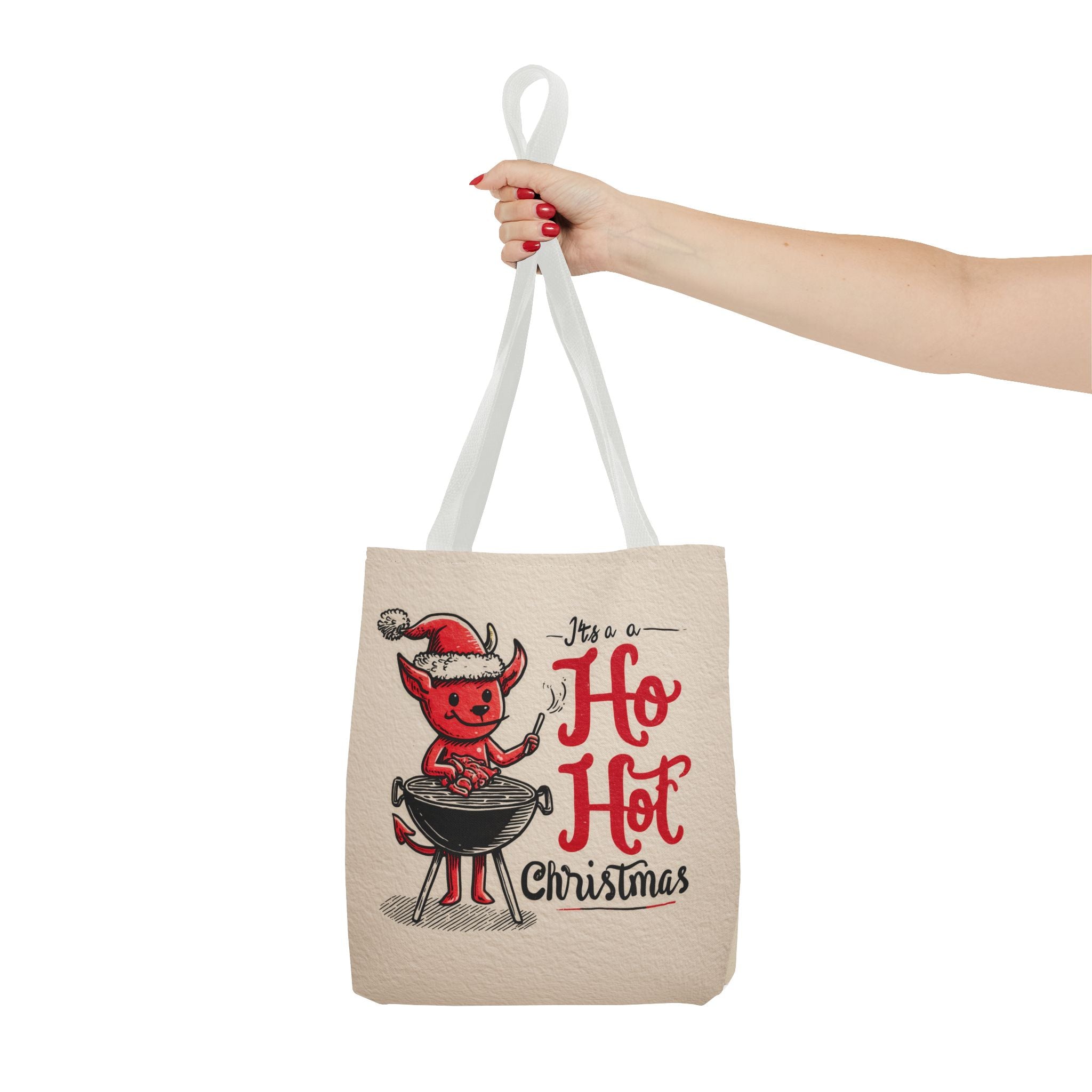 Hot Christmas Tote Bag, Festive Gift Bag, Holiday Shopping Tote, BBQ Lover's Tote, Fun Winter Accessory