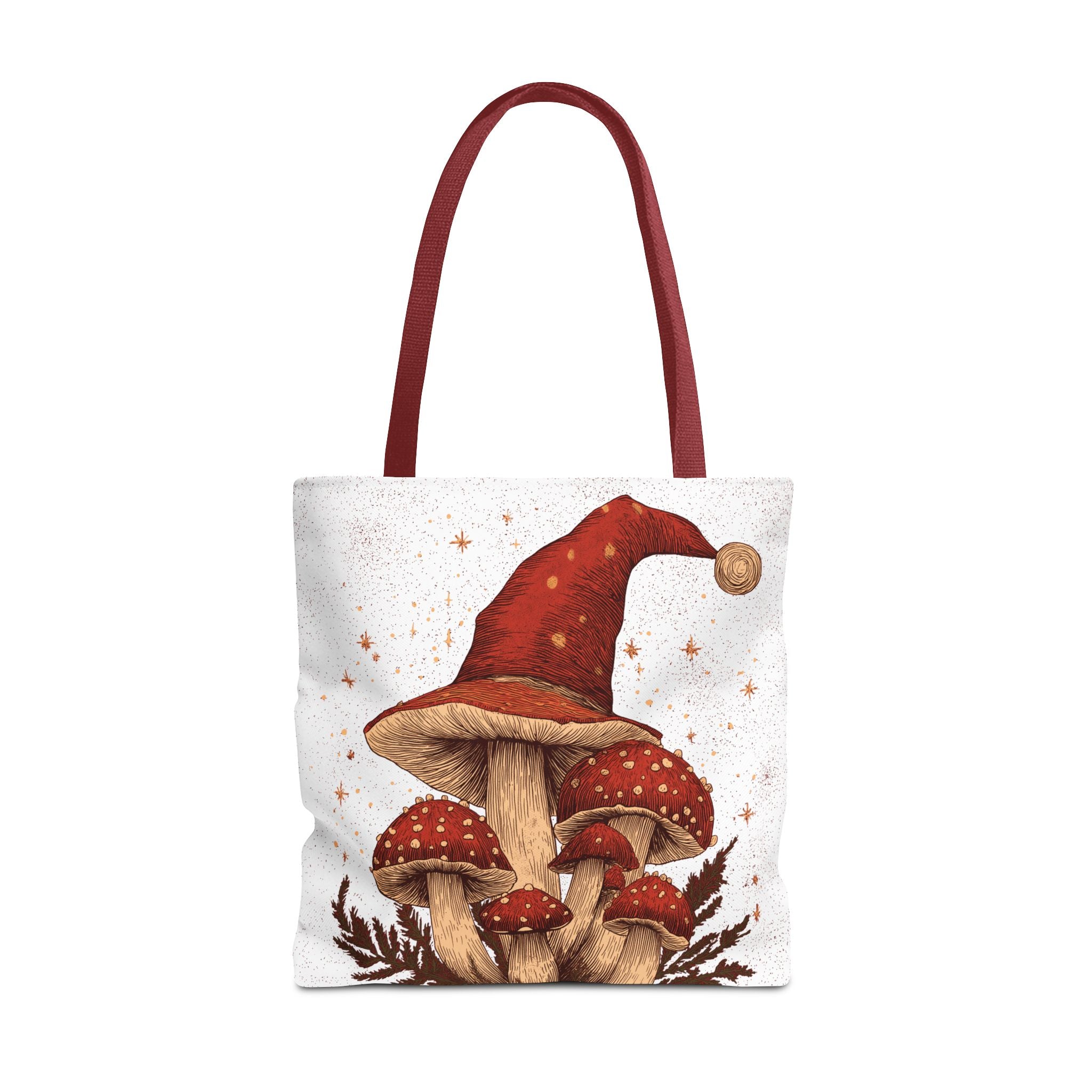 Whimsical Mushroom Christmas Tote Bag, Holiday Gift Bag, Eco-Friendly Shopping Tote, Fun Seasonal Accessory, Mushroom Art