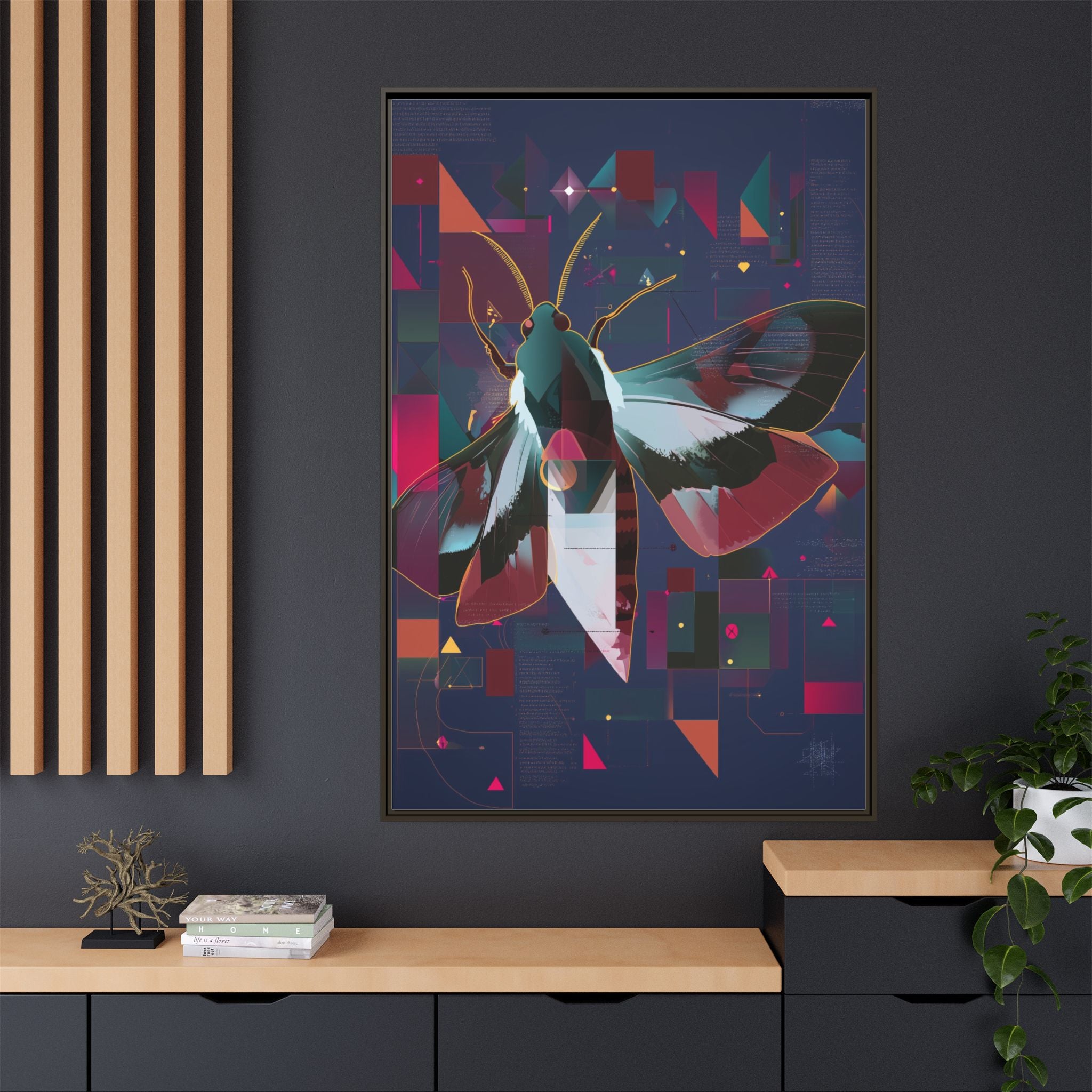 Metamorphic Circuits Framed Print : Geometric Butterfly Fusion, Digital Abstract Techno-Art   |   Custom Orders Available